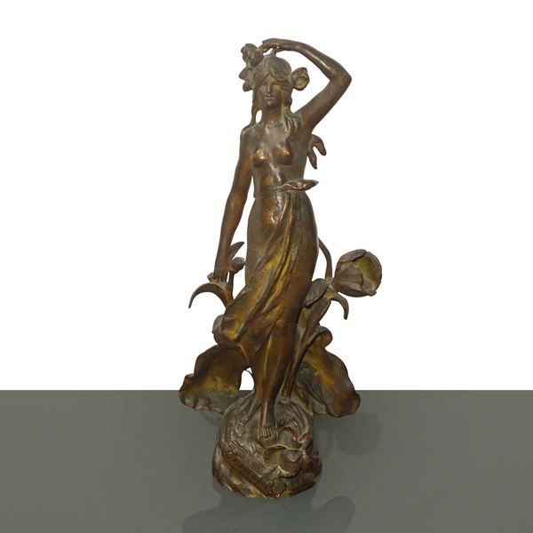 Auguste  Moreau - "Fleur d'etè" (summer flower), Art Nouveau bronze sculpture