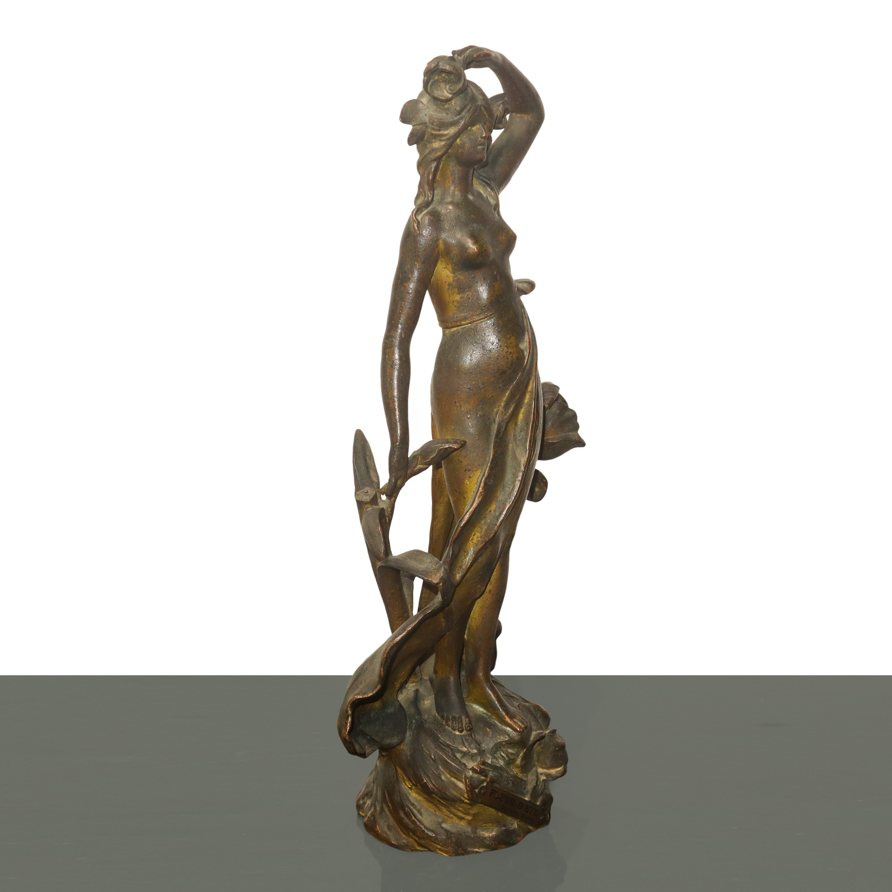 Auguste Moreau - 'fleur D'etè' (fiore D'estate), Scultura Liberty in Bronzo