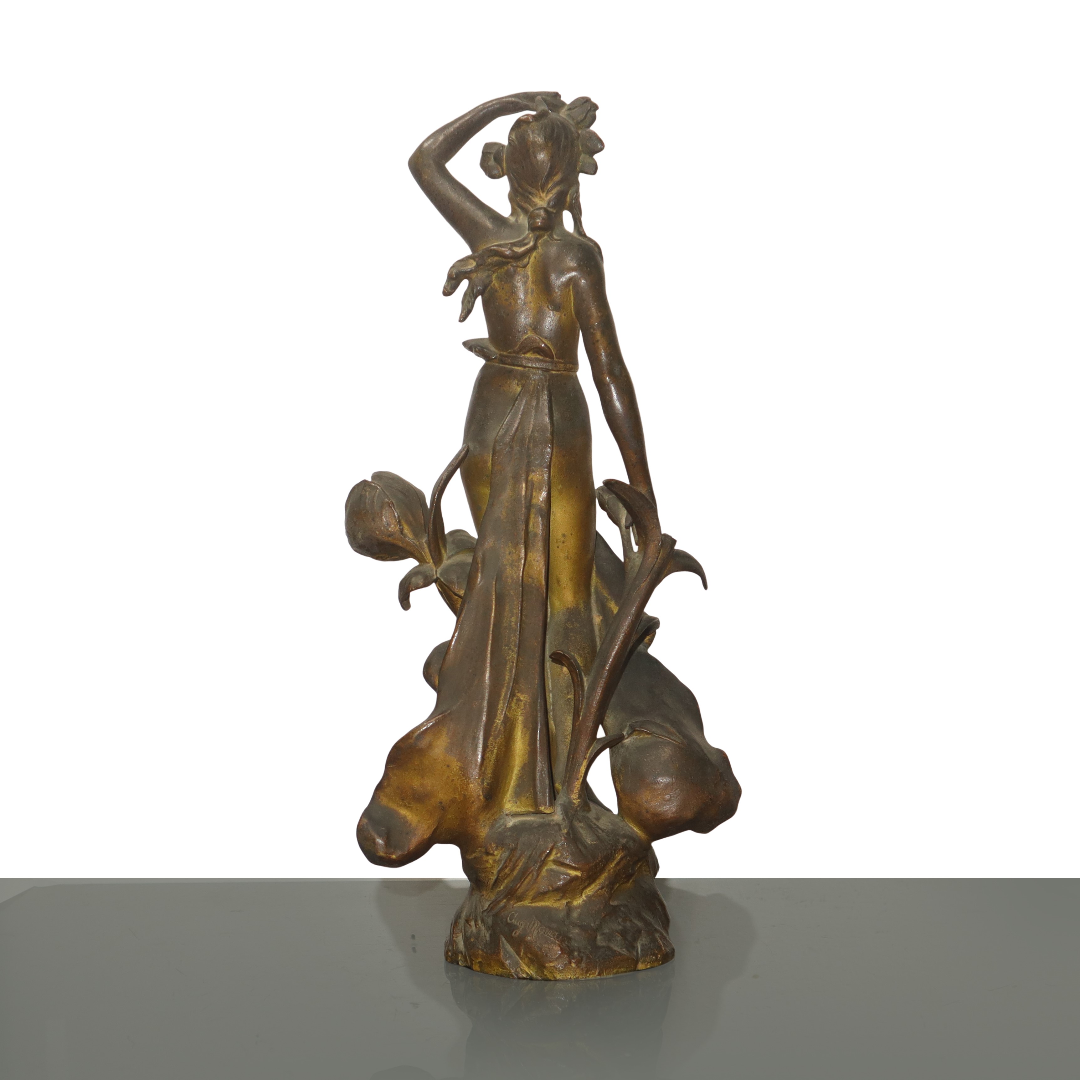 Auguste Moreau - 'fleur D'etè' (fiore D'estate), Scultura Liberty in Bronzo