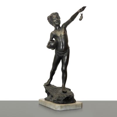 Fanciullo con Granchio, Scultura su Base in Marmo