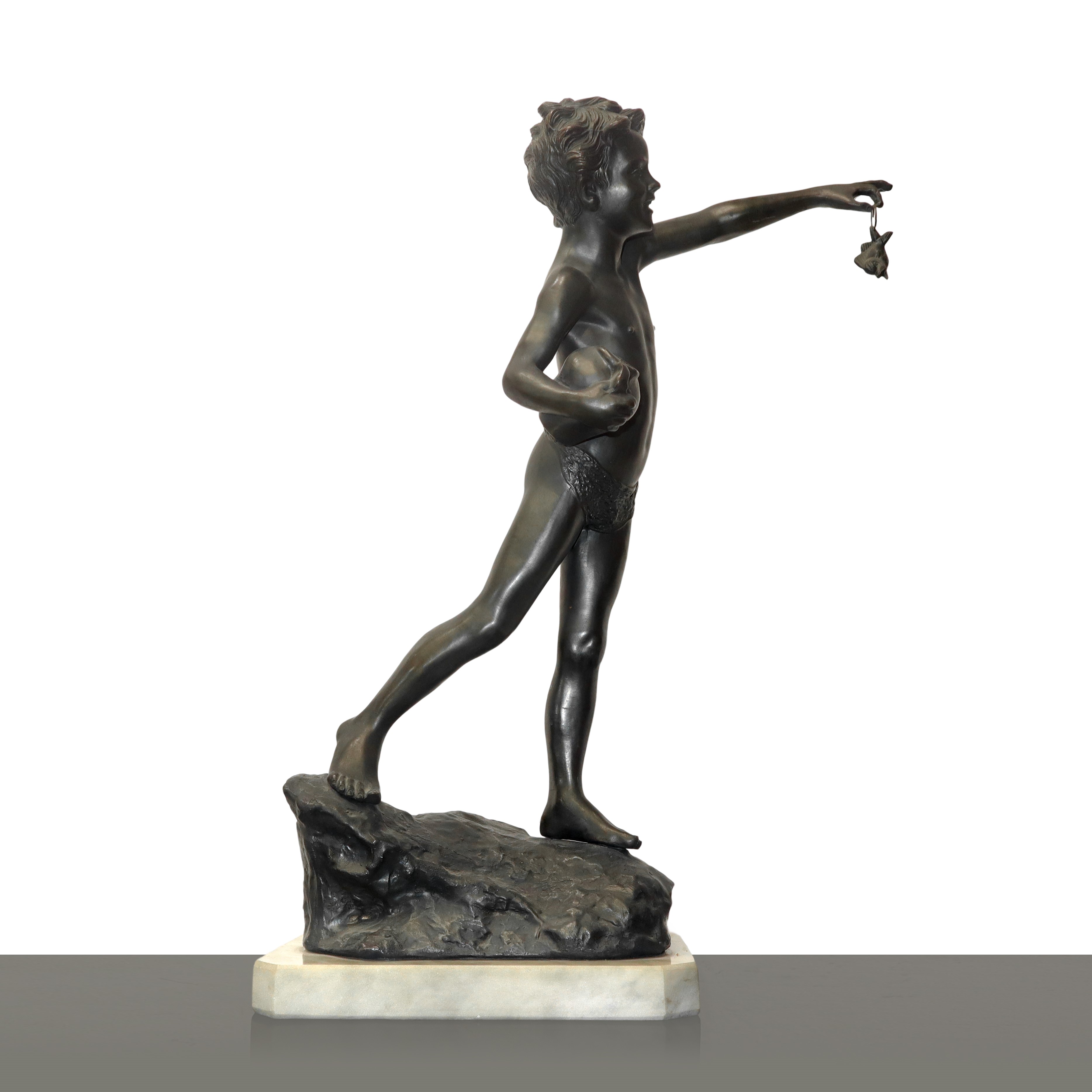 Fanciullo con Granchio, Scultura su Base in Marmo
