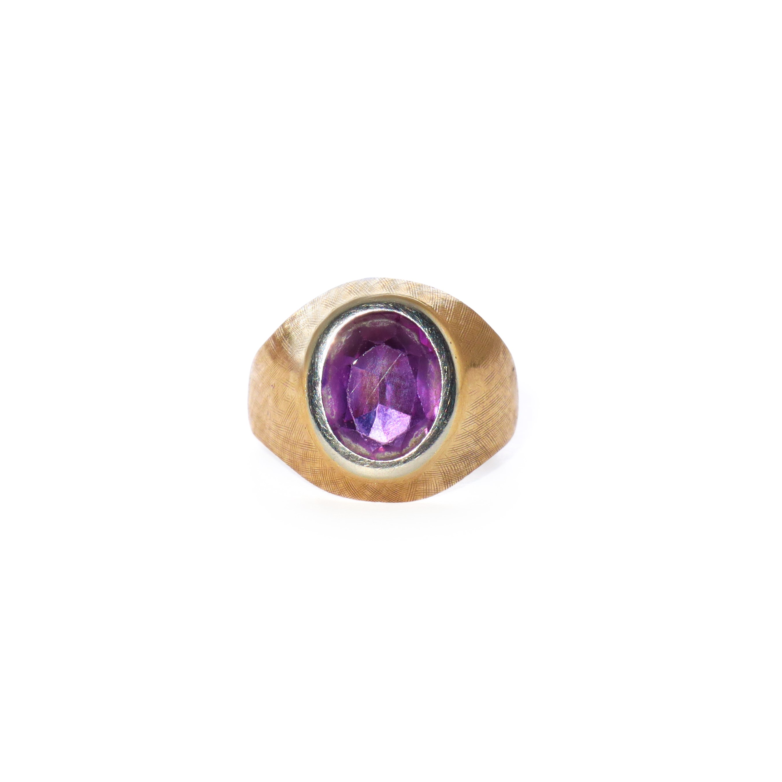 Anello in oro giallo 750 con ametista, misura 13