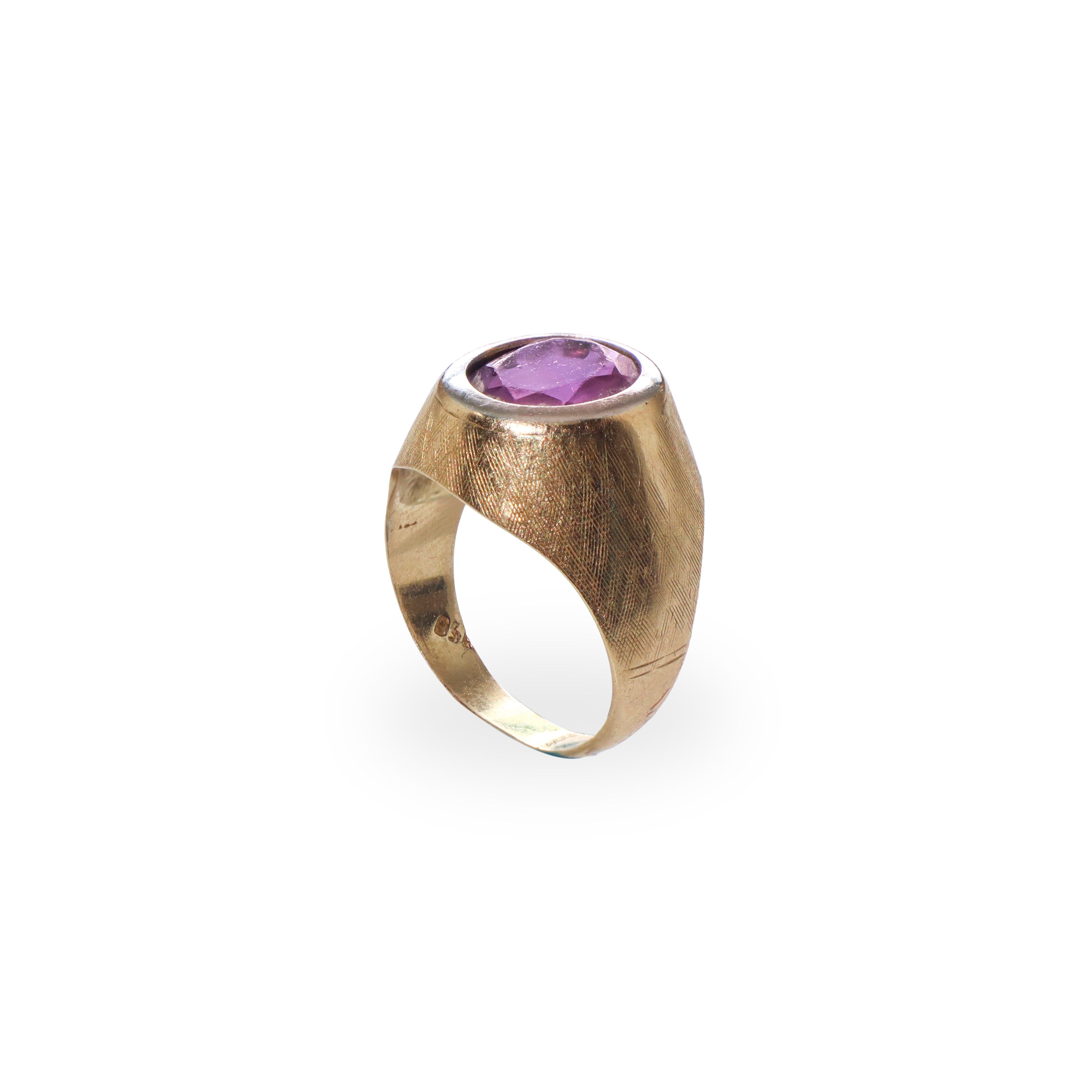 Anello in oro giallo 750 con ametista, misura 13