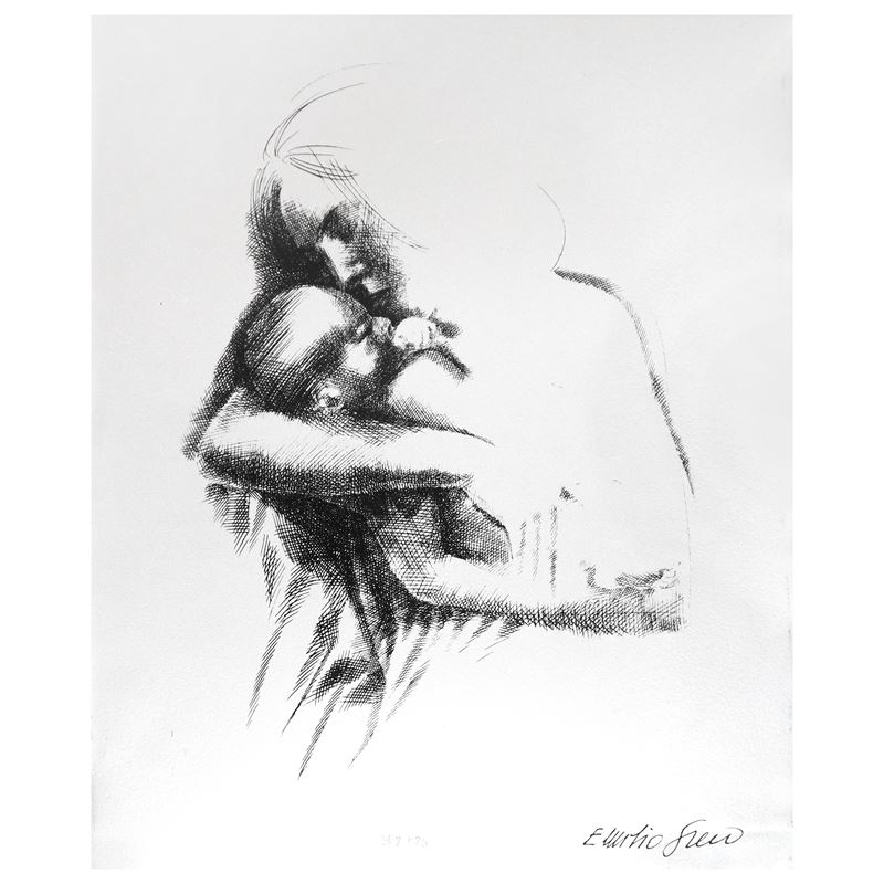 Emilio Greco - Maternità - Lastra d'argento, h cm 30x25
