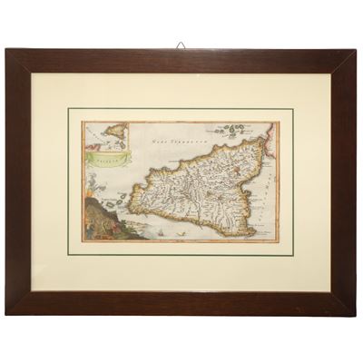 Mappa della Sicilia - XVIII secolo, incisione
