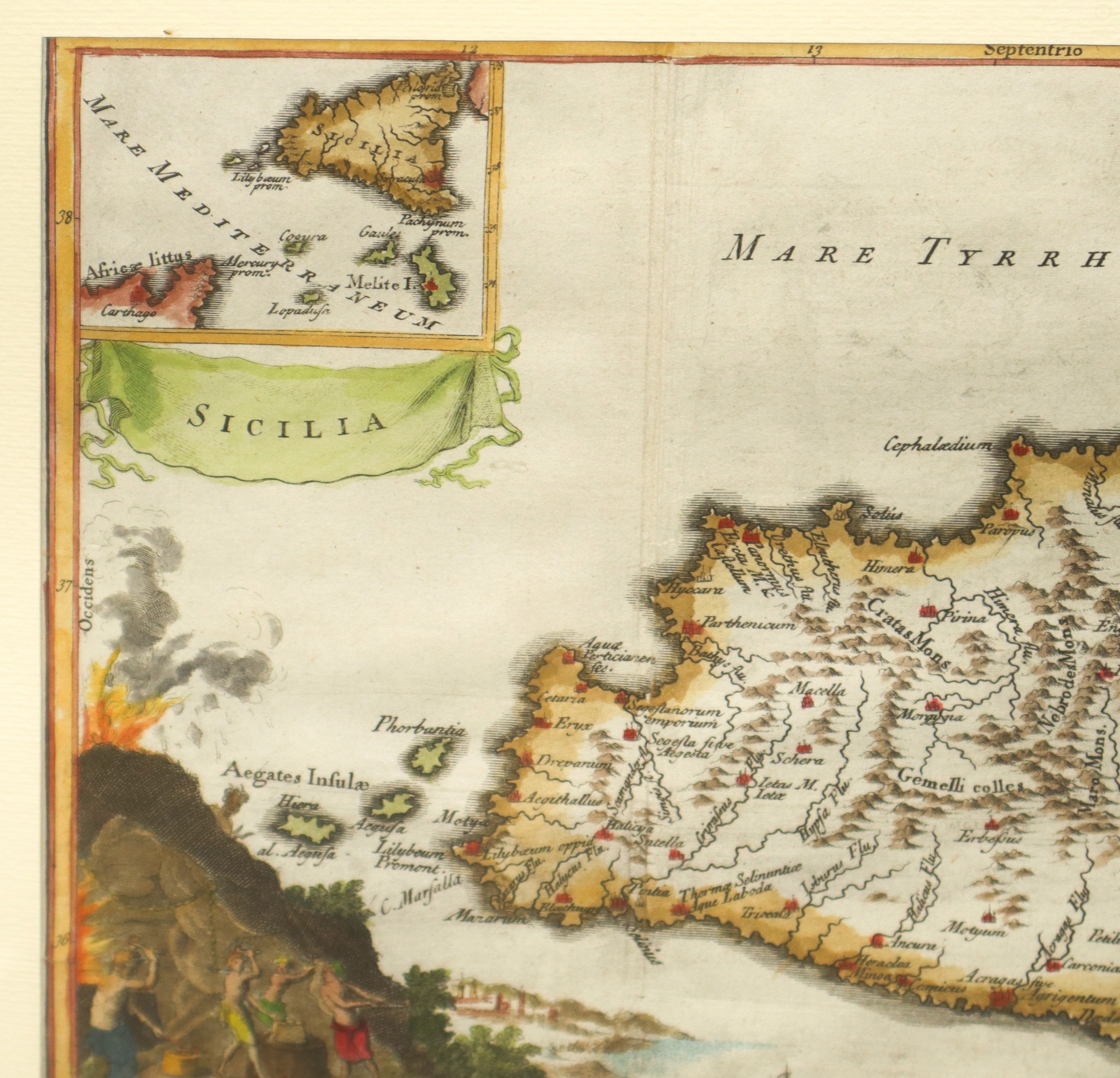 Isaac Basire - Mappa della Sicilia - XVIII secolo, incisione