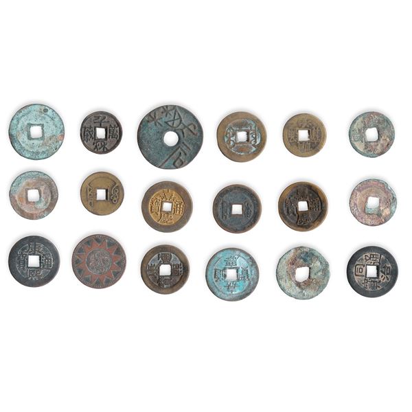 Group composed of 18 copper coins from various dynasties