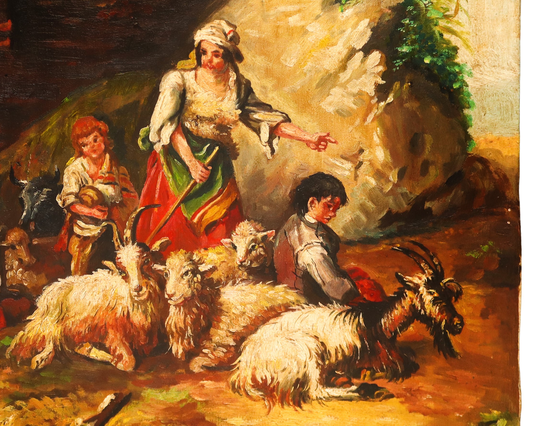 Pastori con armenti, pannello in legno