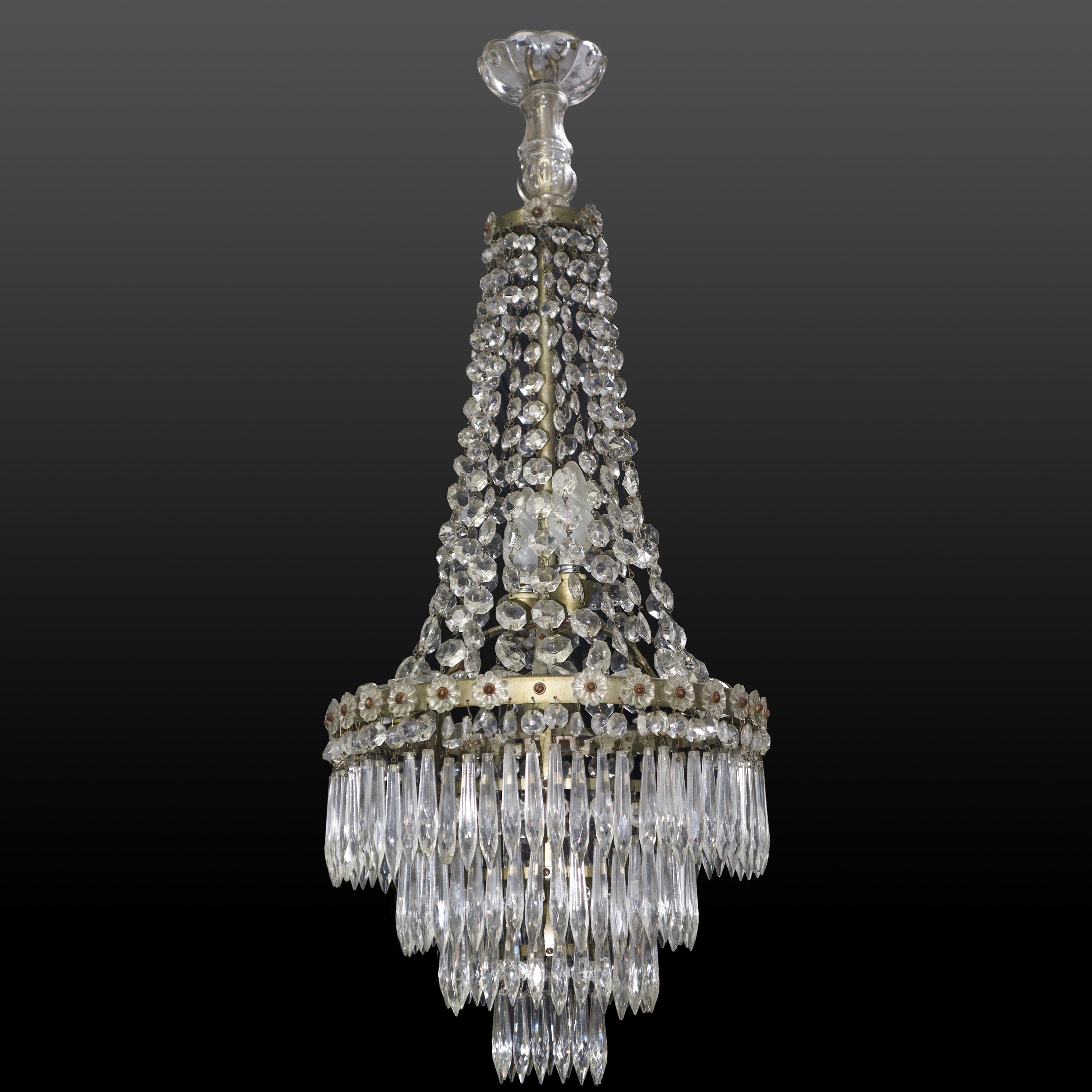 Lampadario con brindoli a 3 luci
