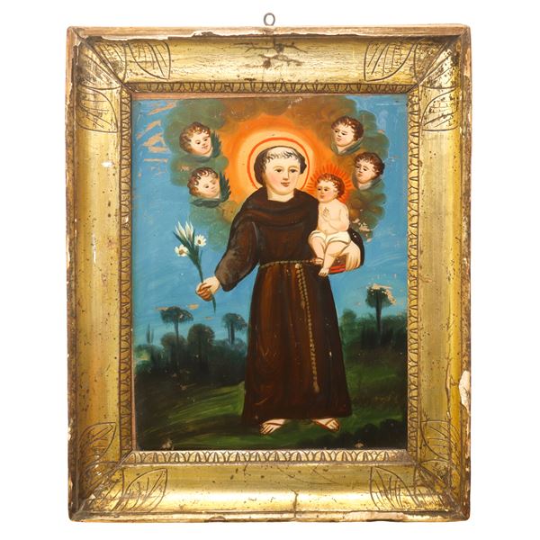 Saint Anthony of Padua, glass painting