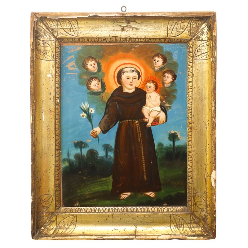 Sant'Antonio di Padova, pittura su vetro