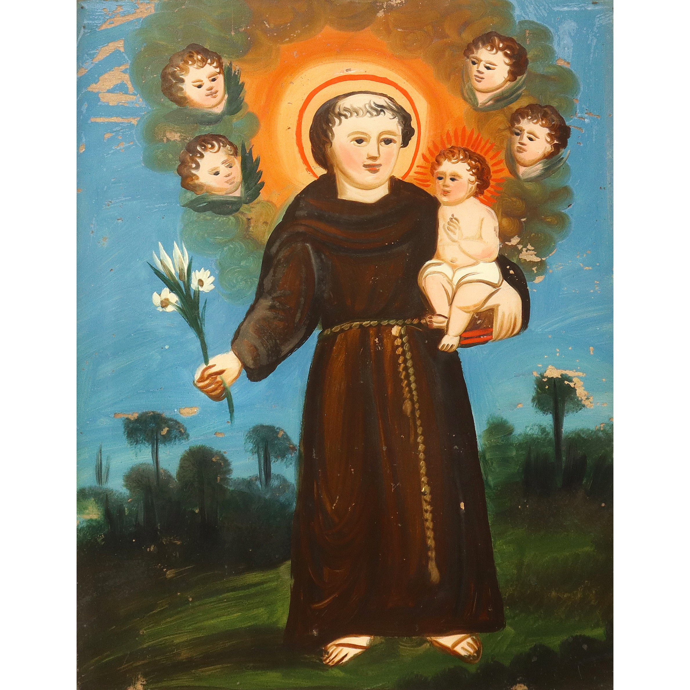 Sant'Antonio di Padova, pittura su vetro