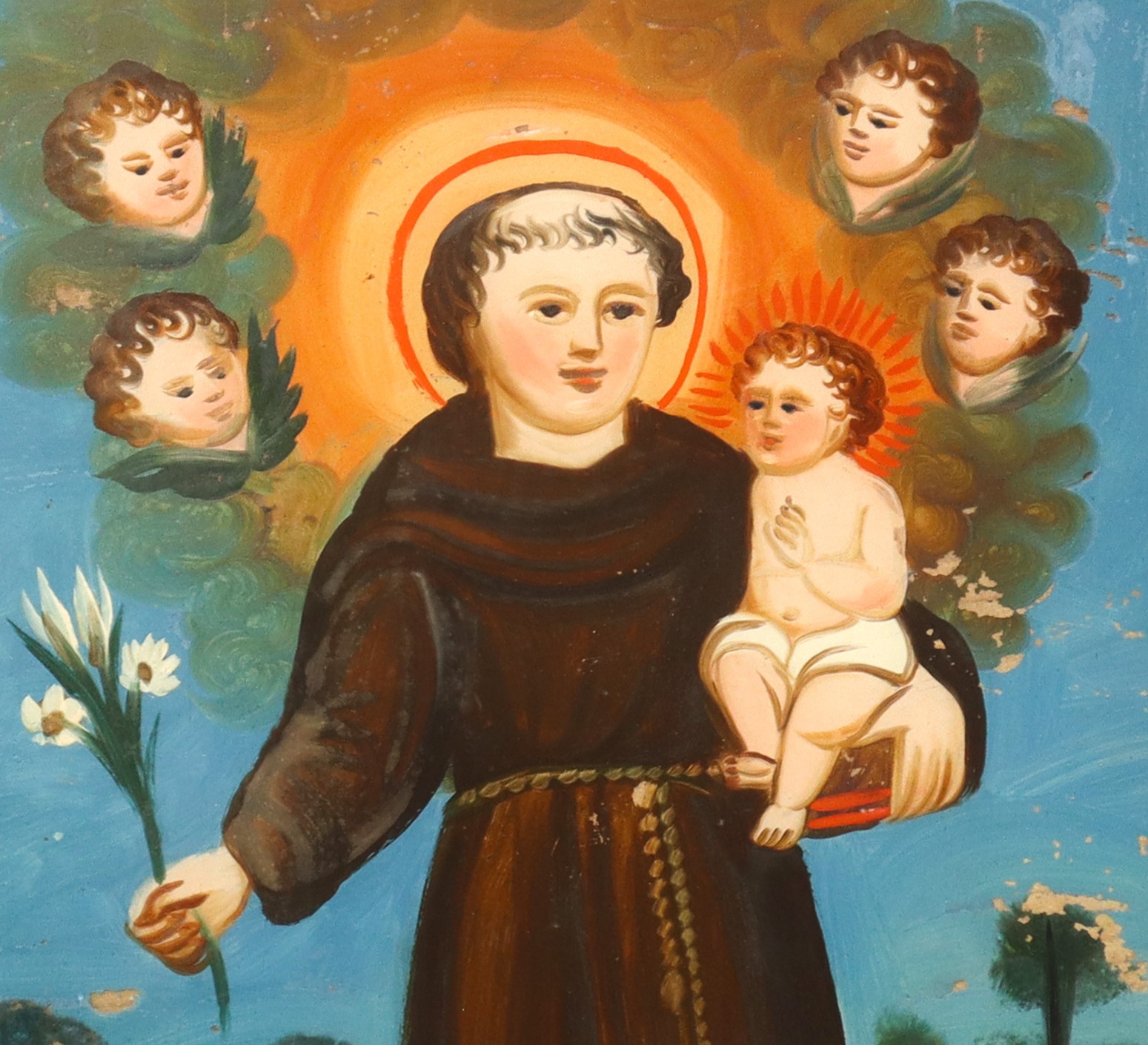 Sant'Antonio di Padova, pittura su vetro