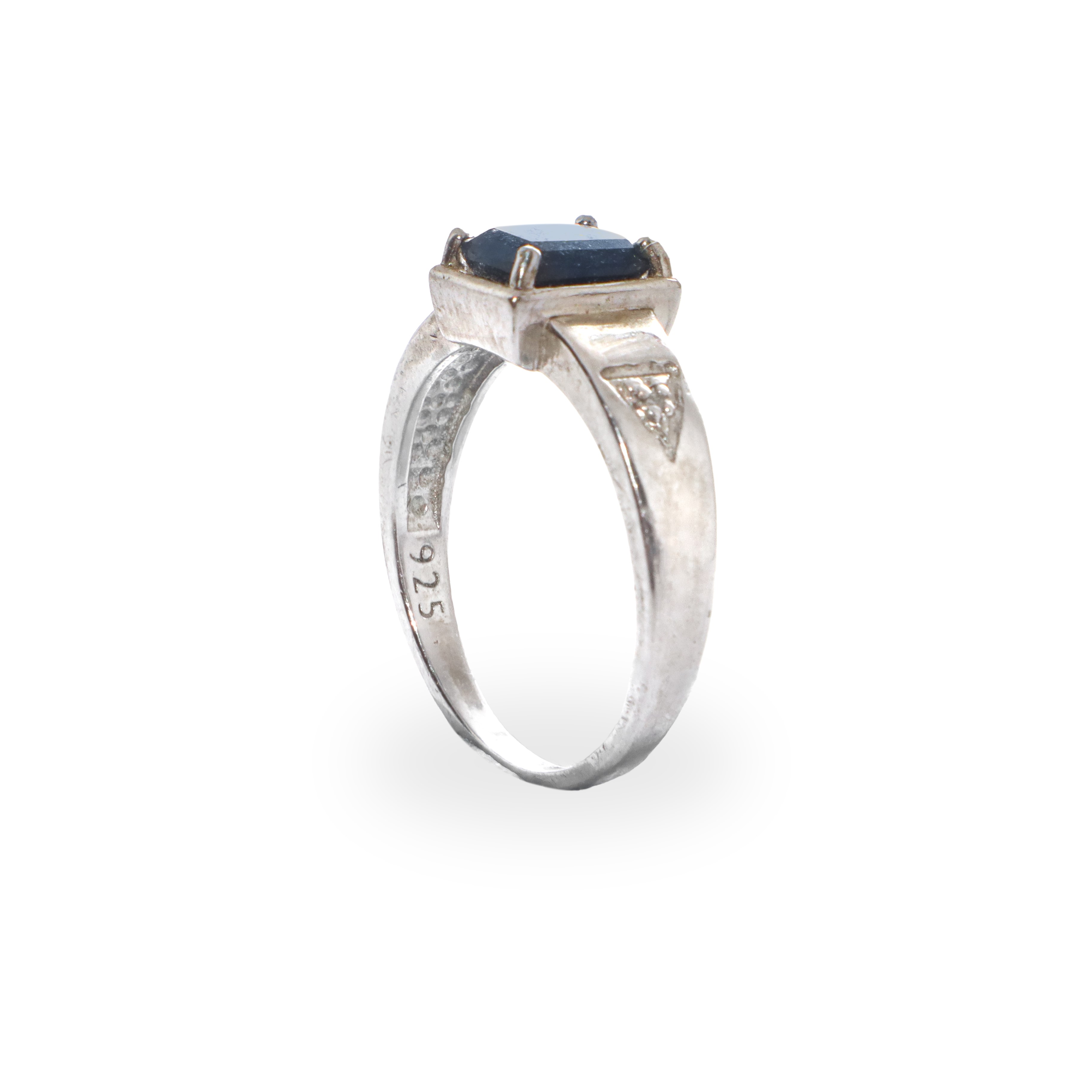 Anello in argento 925 placcato in oro 10 kt con zaffiro