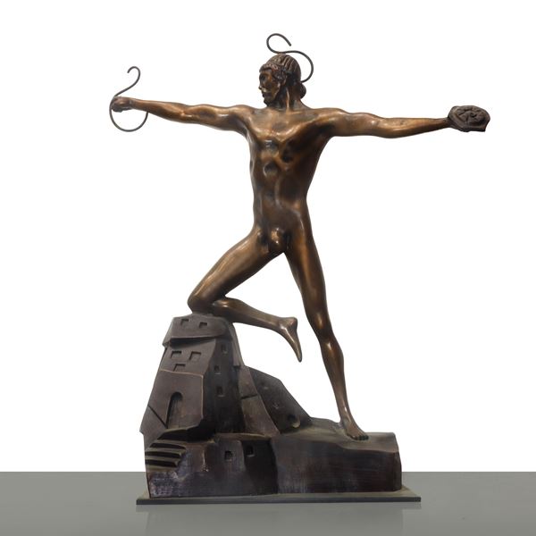 Ugo Attardi - Aeneas, multiple in wax bronze