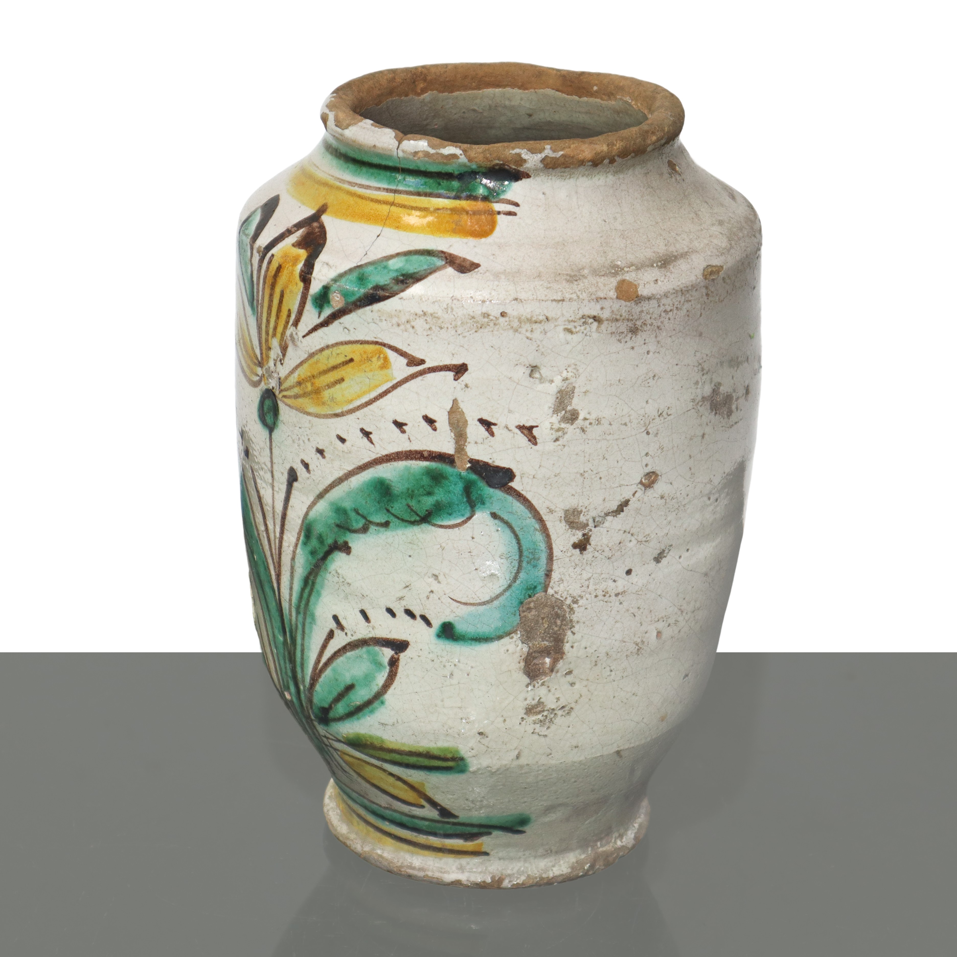 Cilindro in maiolica di Caltagirone, datata al retro