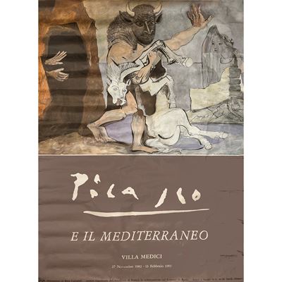 Locandina, mostra «Picasso e il Mediterraneo» (Villa Medici, Roma), 1982-1983