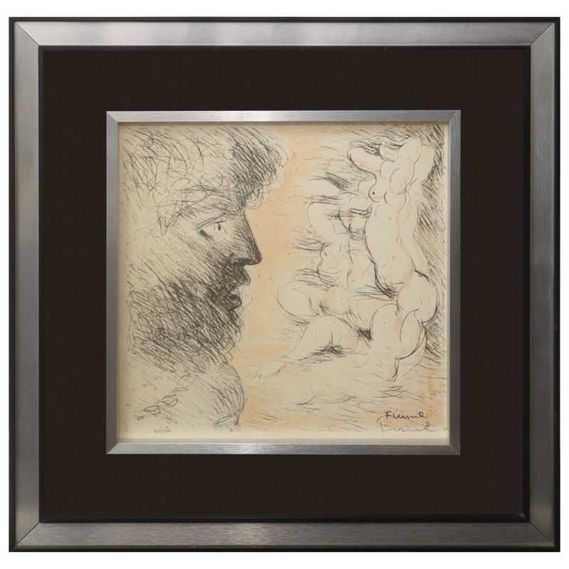 Salvatore Fiume - Senza titolo - Tecnica mista su carta - Dimensioni 33x33 cm