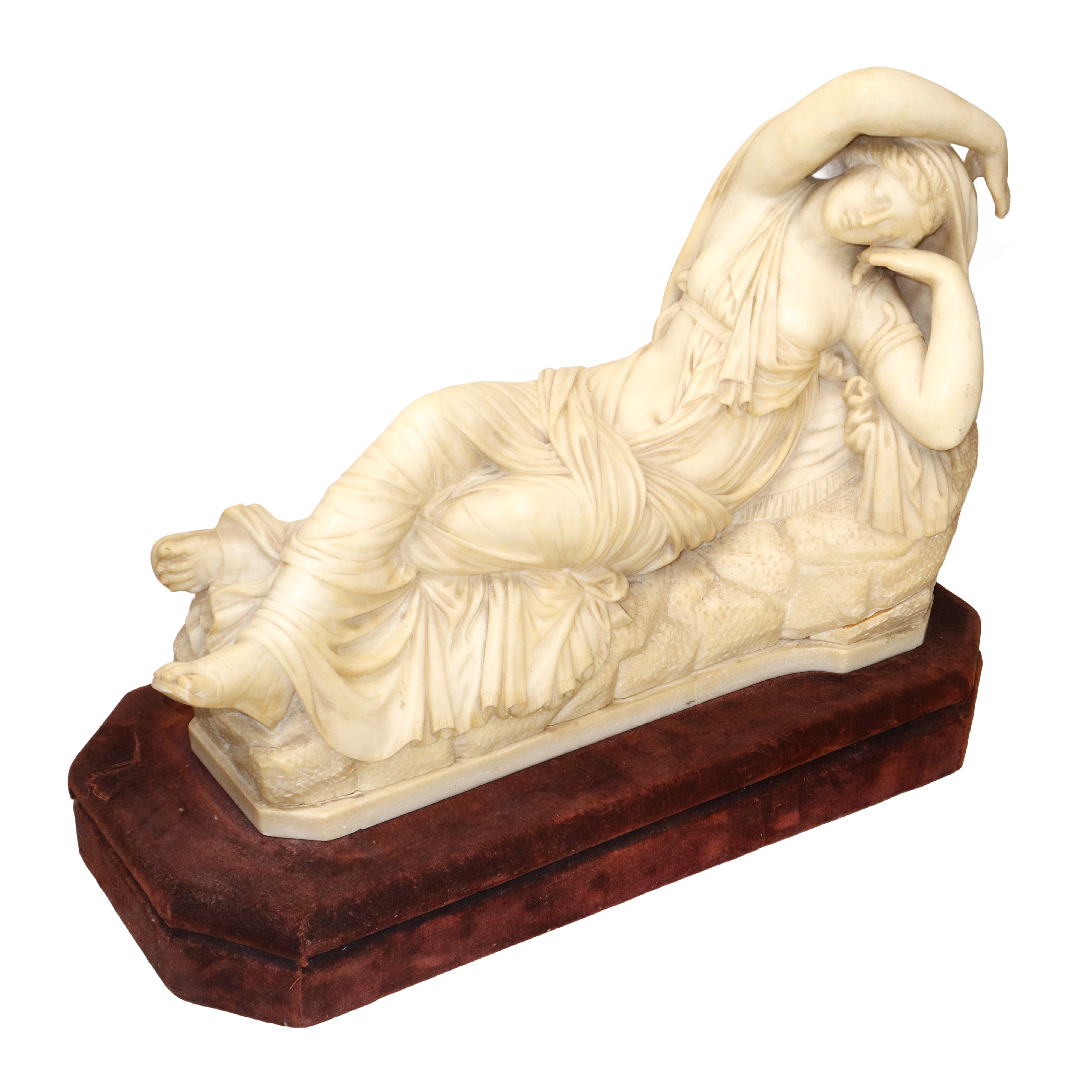 Scultore anonimo, Arianna dormiente, scultura in alabastro su base in legno