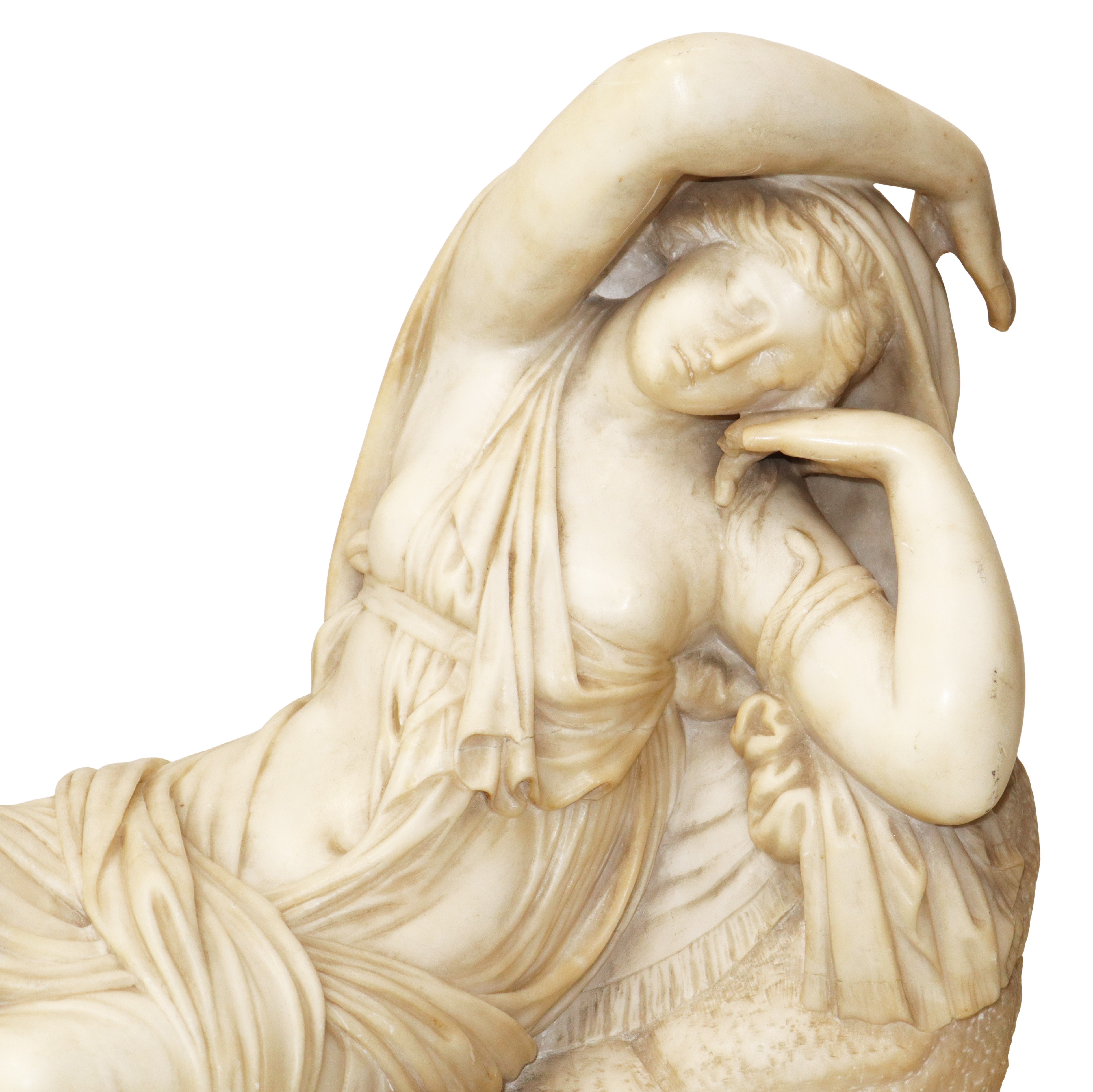 Scultore anonimo, Arianna dormiente, scultura in alabastro su base in legno