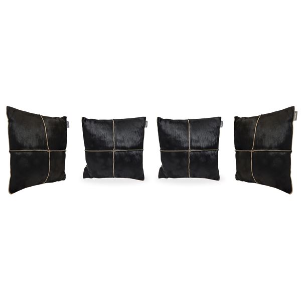 Rodolfo Dordoni per  Minotti - 4 cuscini mod. Braque, interamente in cavallino nero