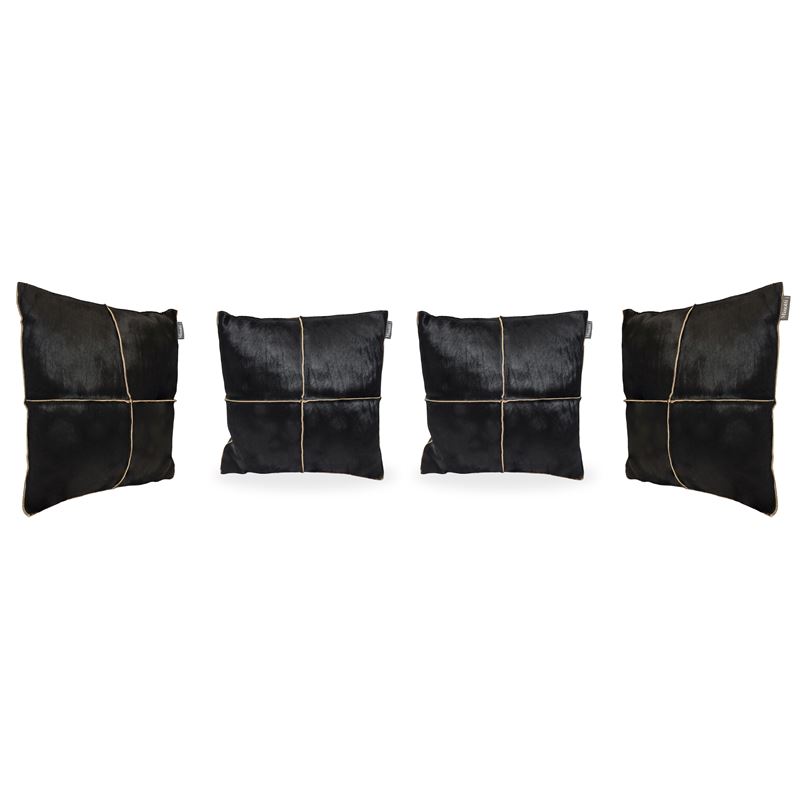 4 cuscini mod. Braque, interamente in cavallino nero
