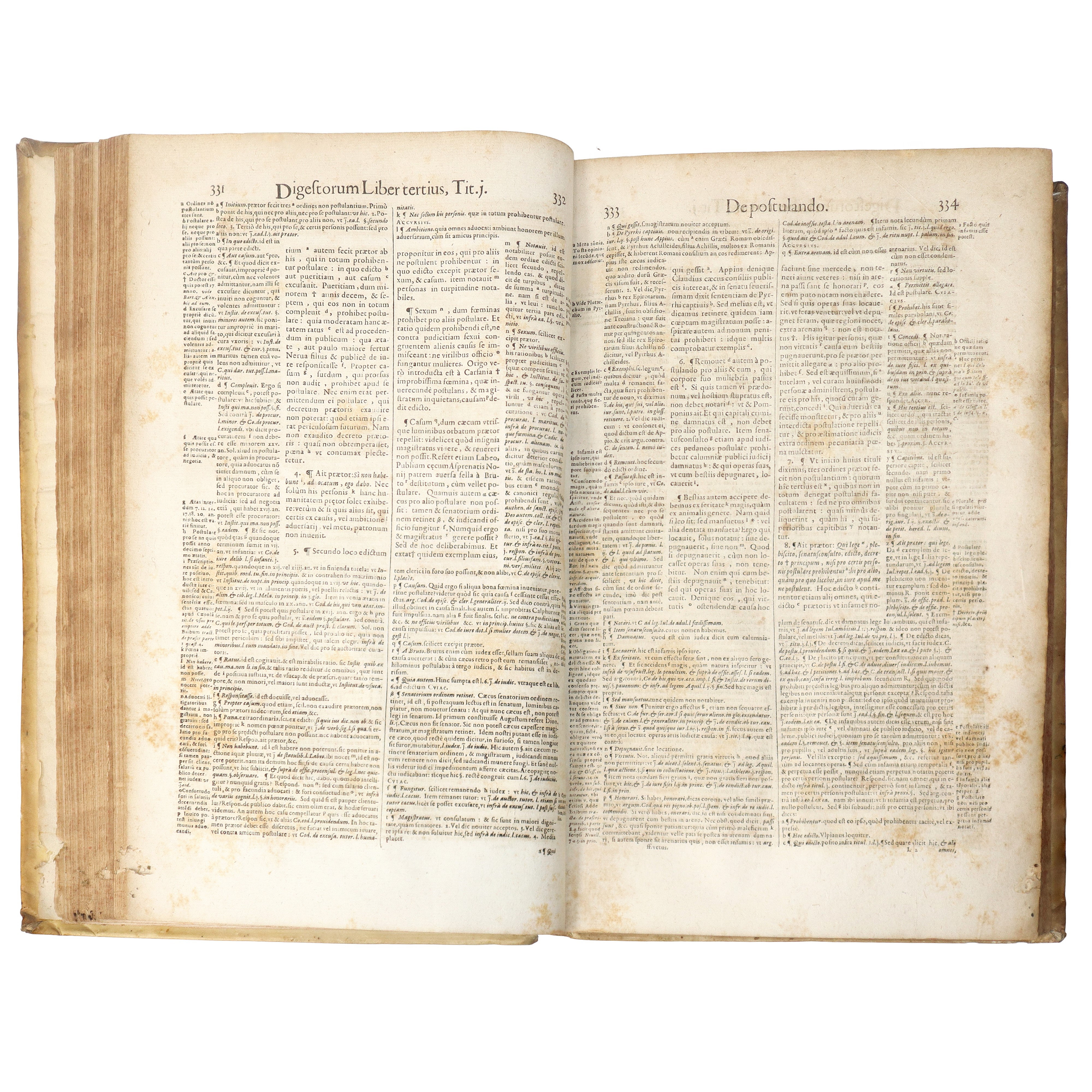Corpus Iuris Civilis, N° 6 volumi rilegati in pergamena con dorso in oro (Ginevra 1625)