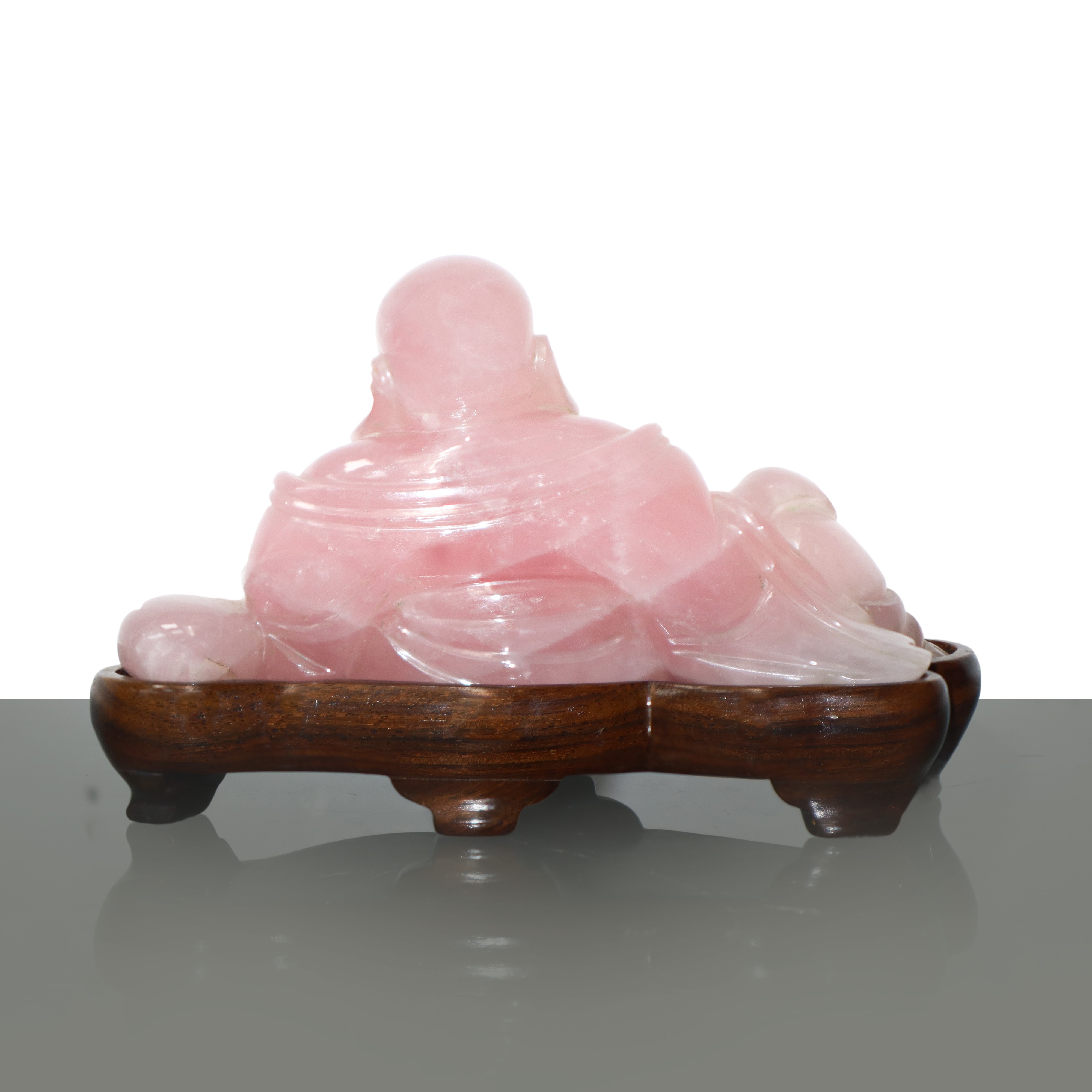 Buddha in giada rosa, h. 6,5 cm