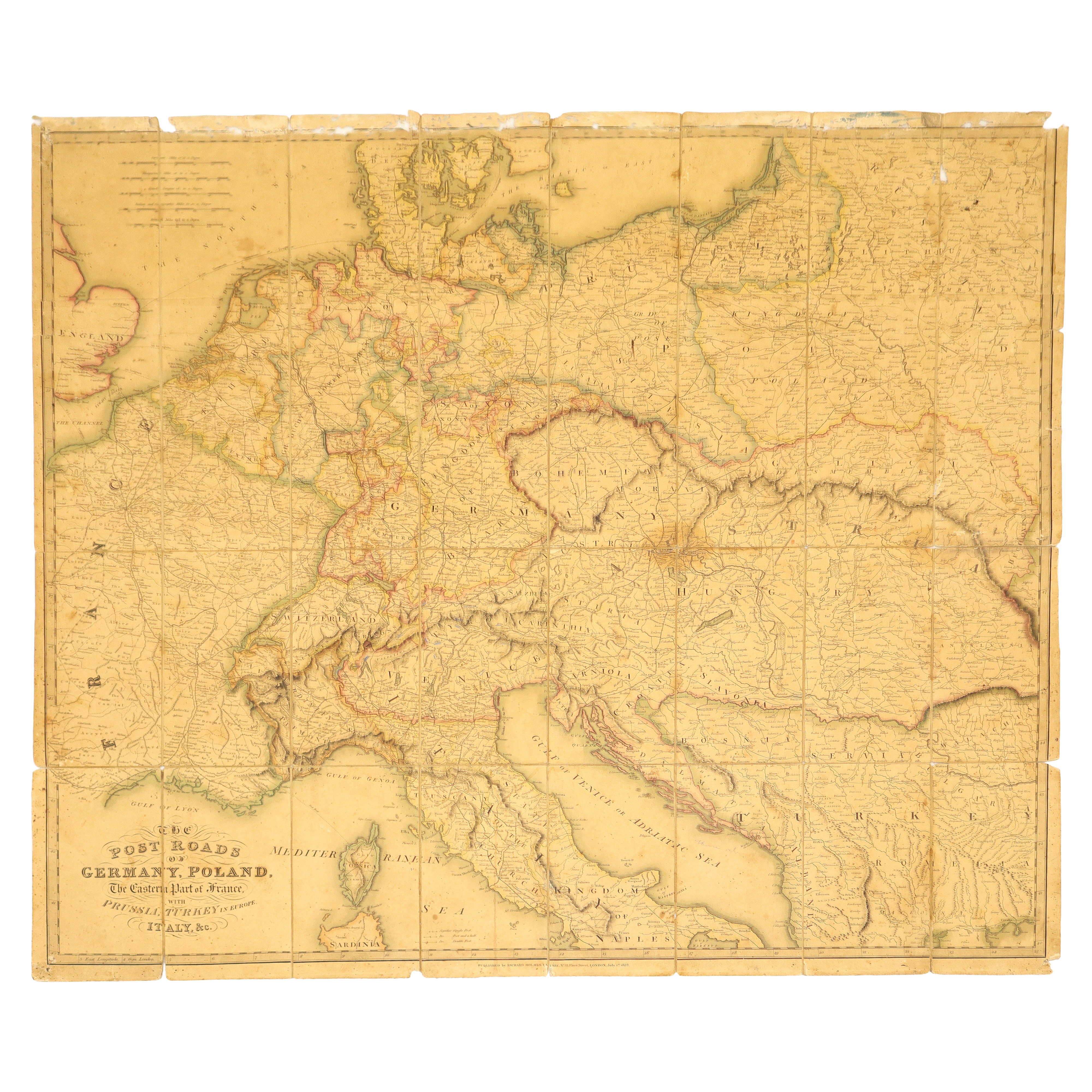 Mappa delle rotte postali dell'Europa centro-meridionale