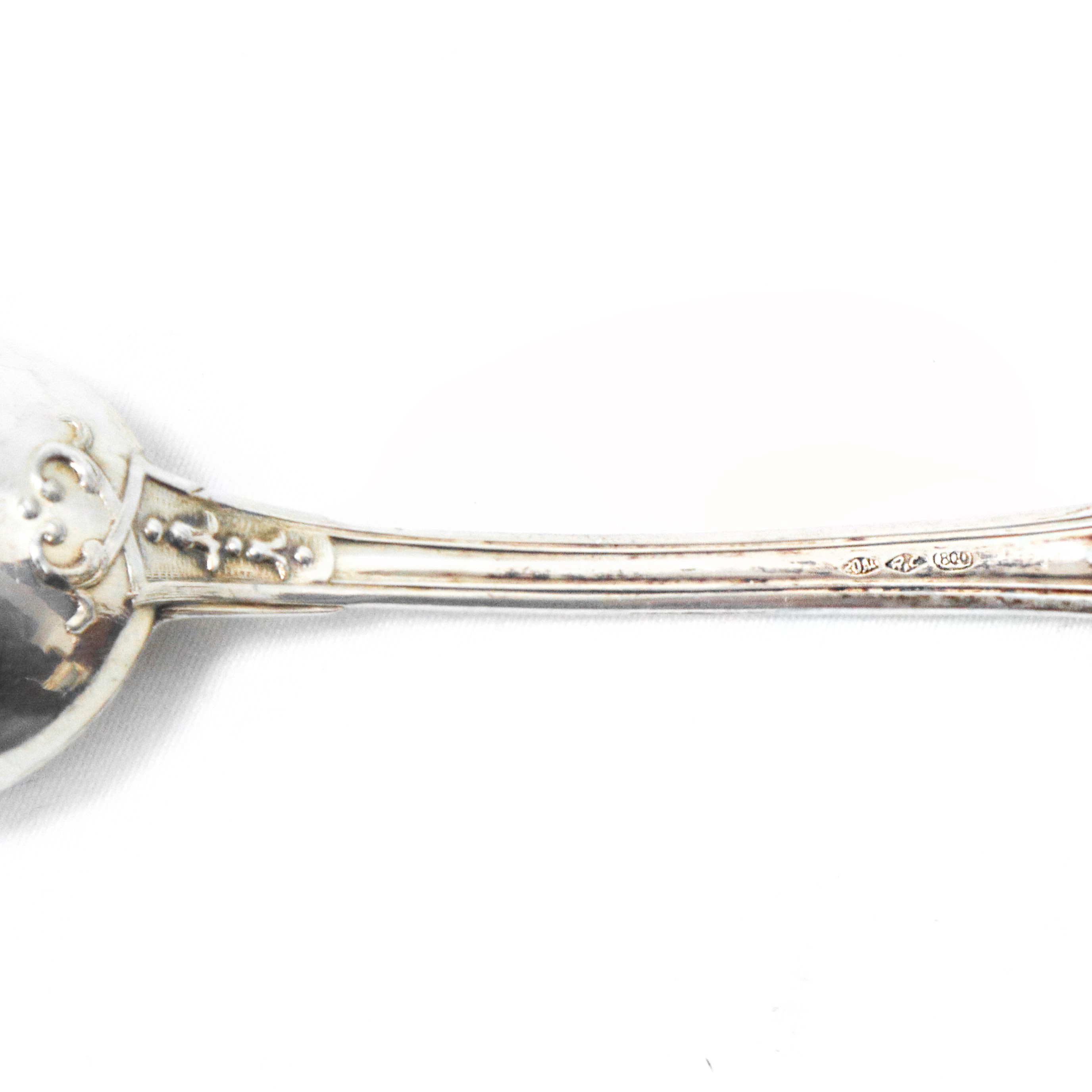 N°6 Cucchiaini in argento 800 con piccolo decoro sul bordo