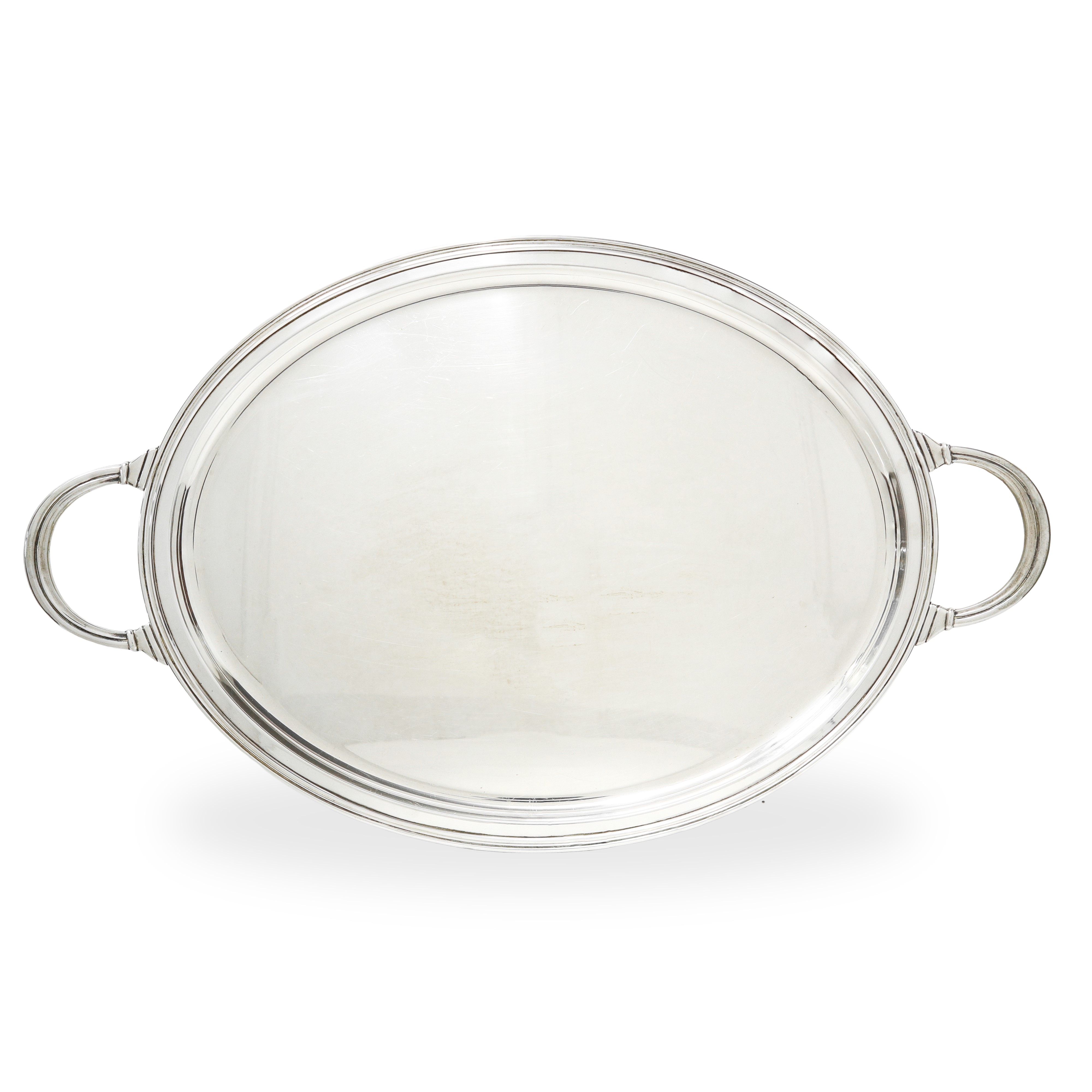 Vassoio in argento 800 con prese laterali