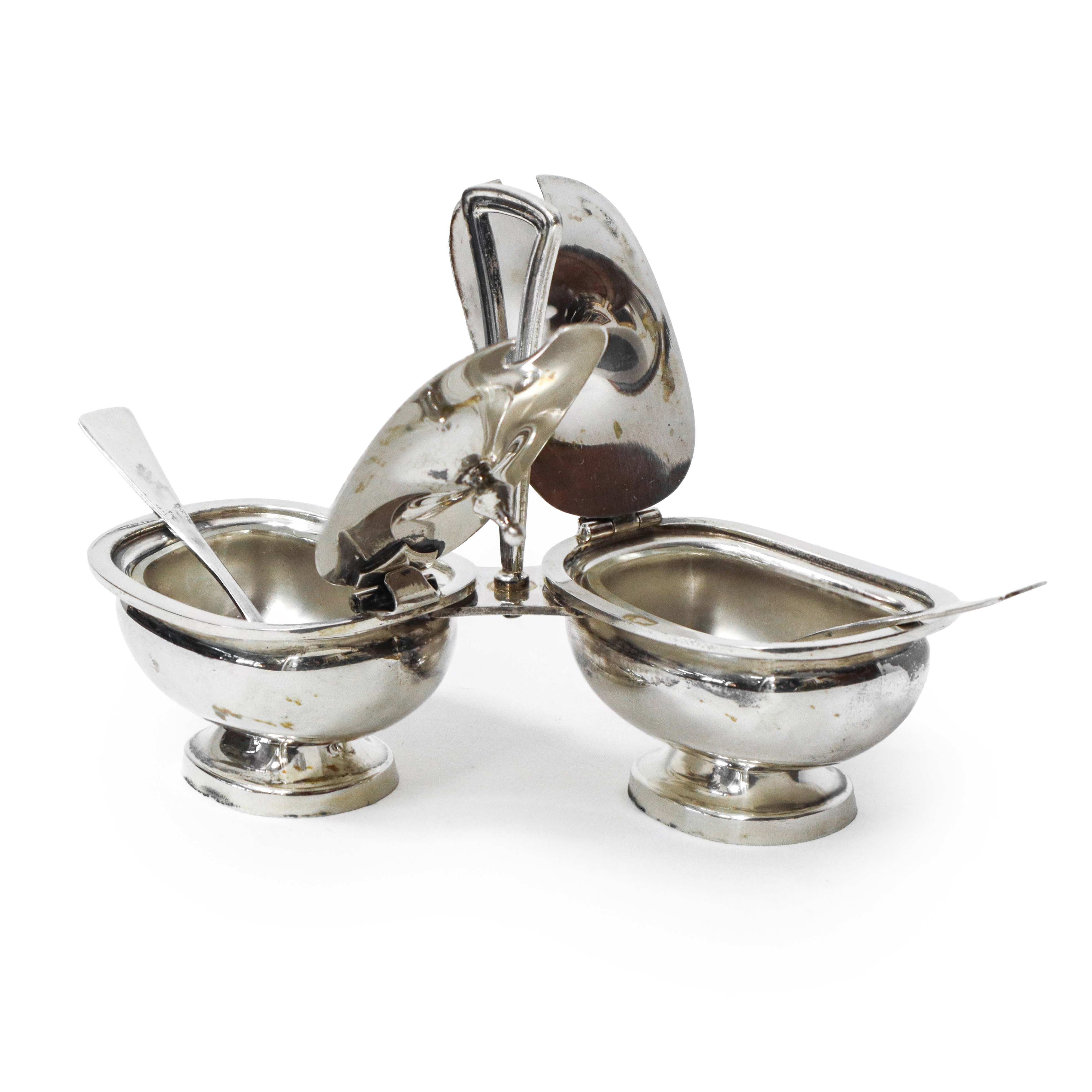 Sale e pepe con cucchiaini in argento 800