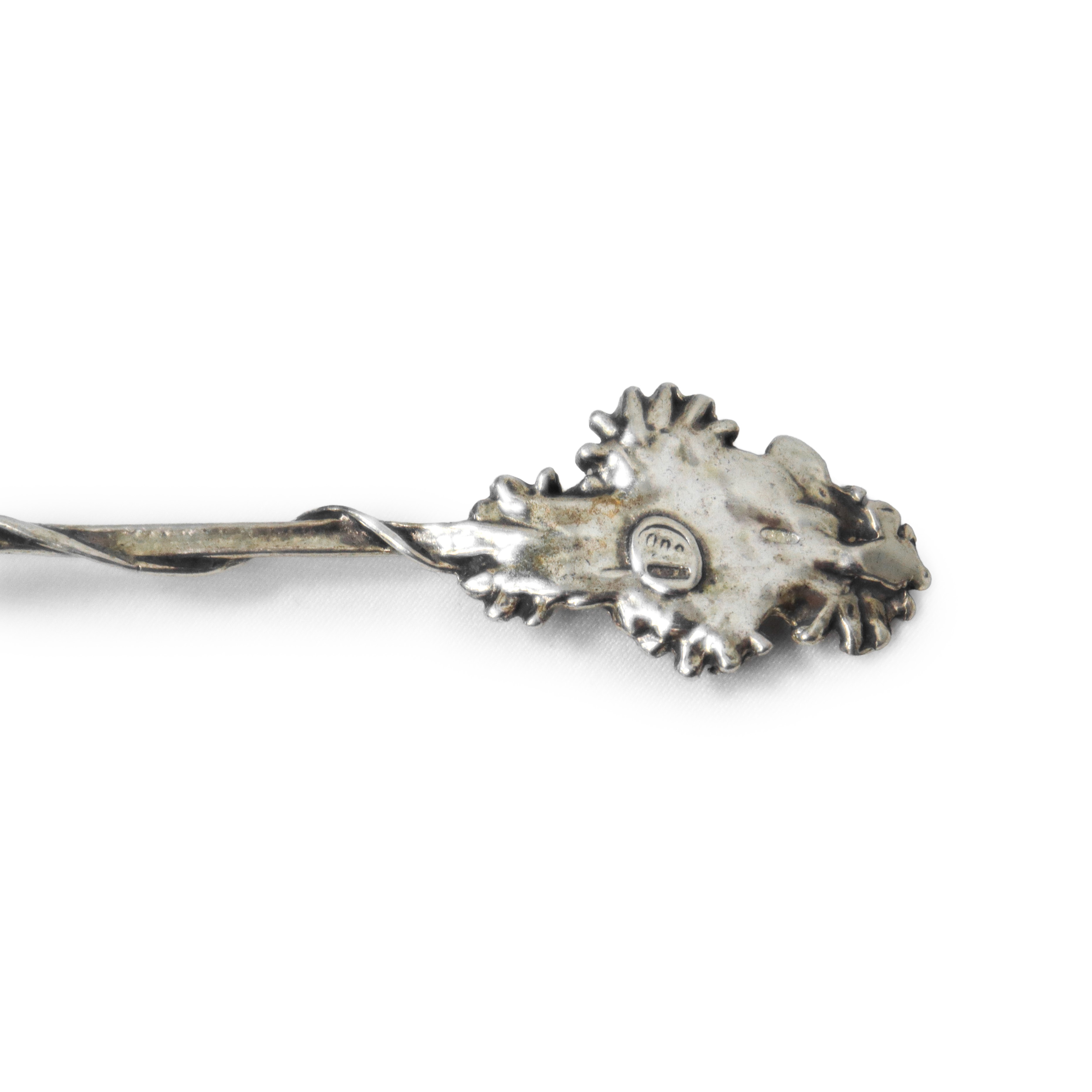 Zuccheriera in argento 800 con decoro floreale intarsiato in argento 800 ed interno in vetro