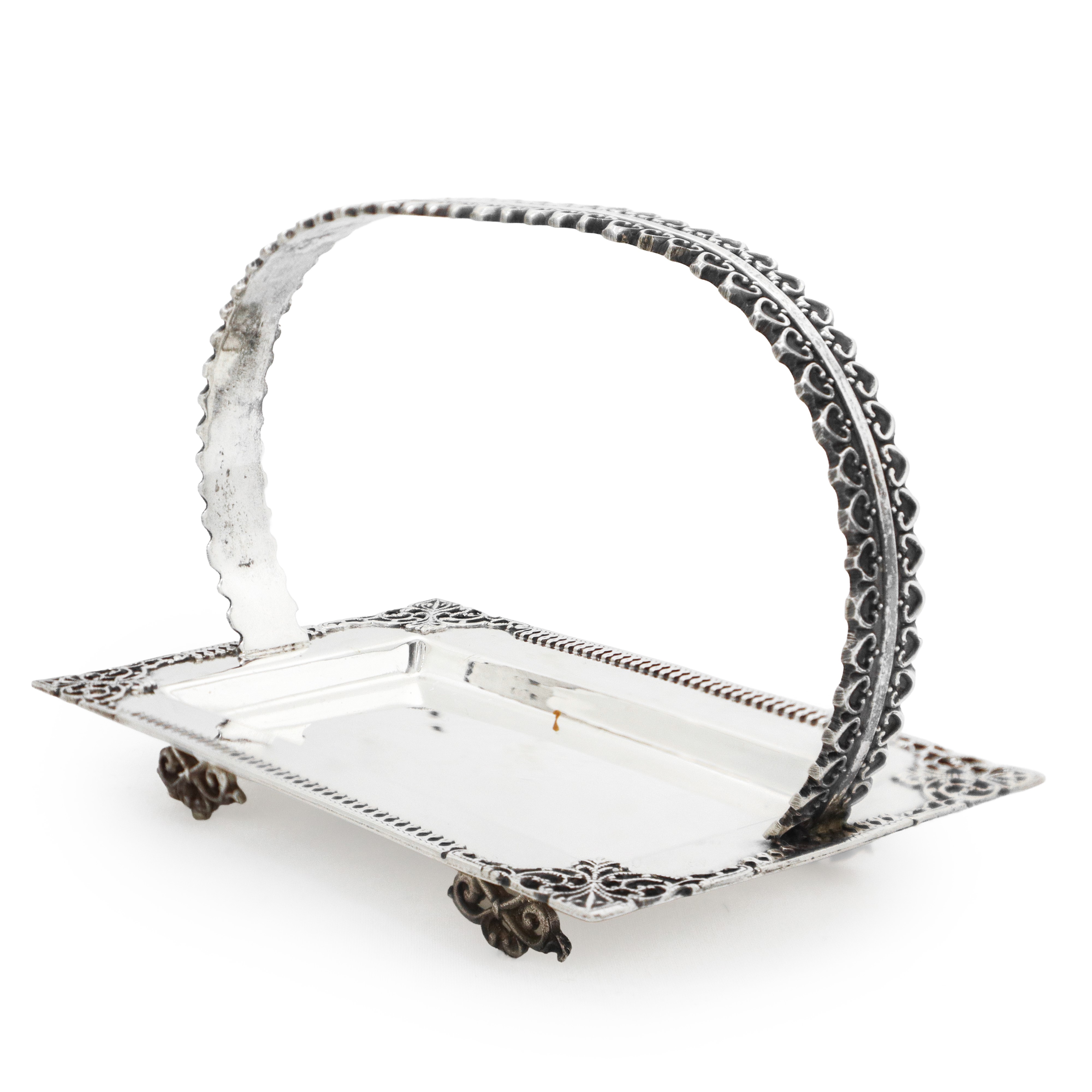 Sale e pepe in argento 800 a cestino con interno in vetro