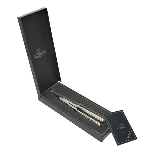 Cassetti - Tagliacrostacei con manico in argento 800 con lame in acciaio