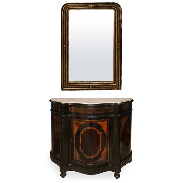 Etagere con specchiera dorata