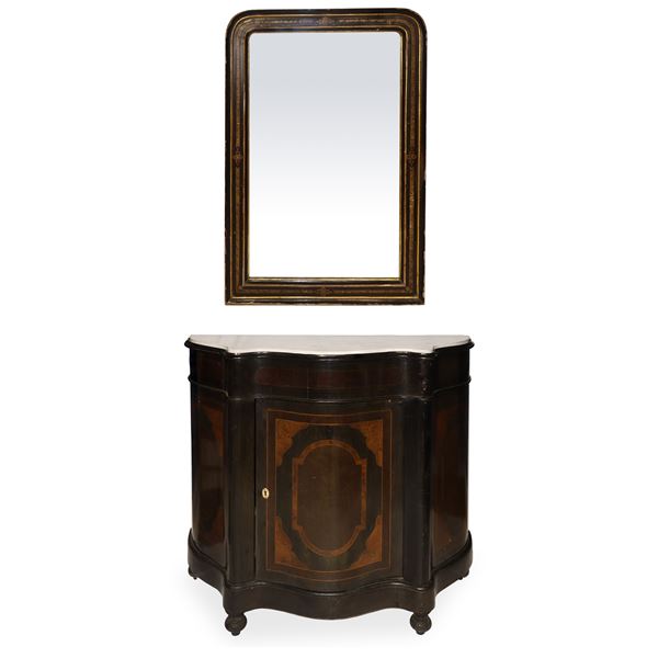 Etagere con specchiera dorata