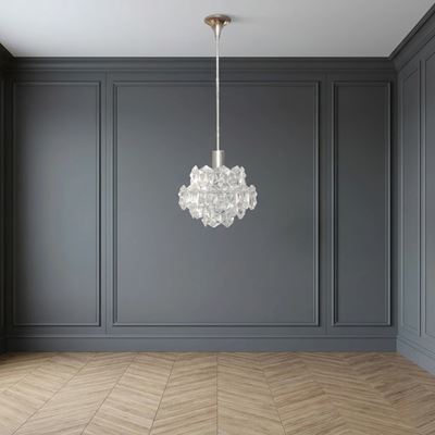 Lampadario a sospensione vintage in cristallo intagliato e sfaccettato (anni '70)