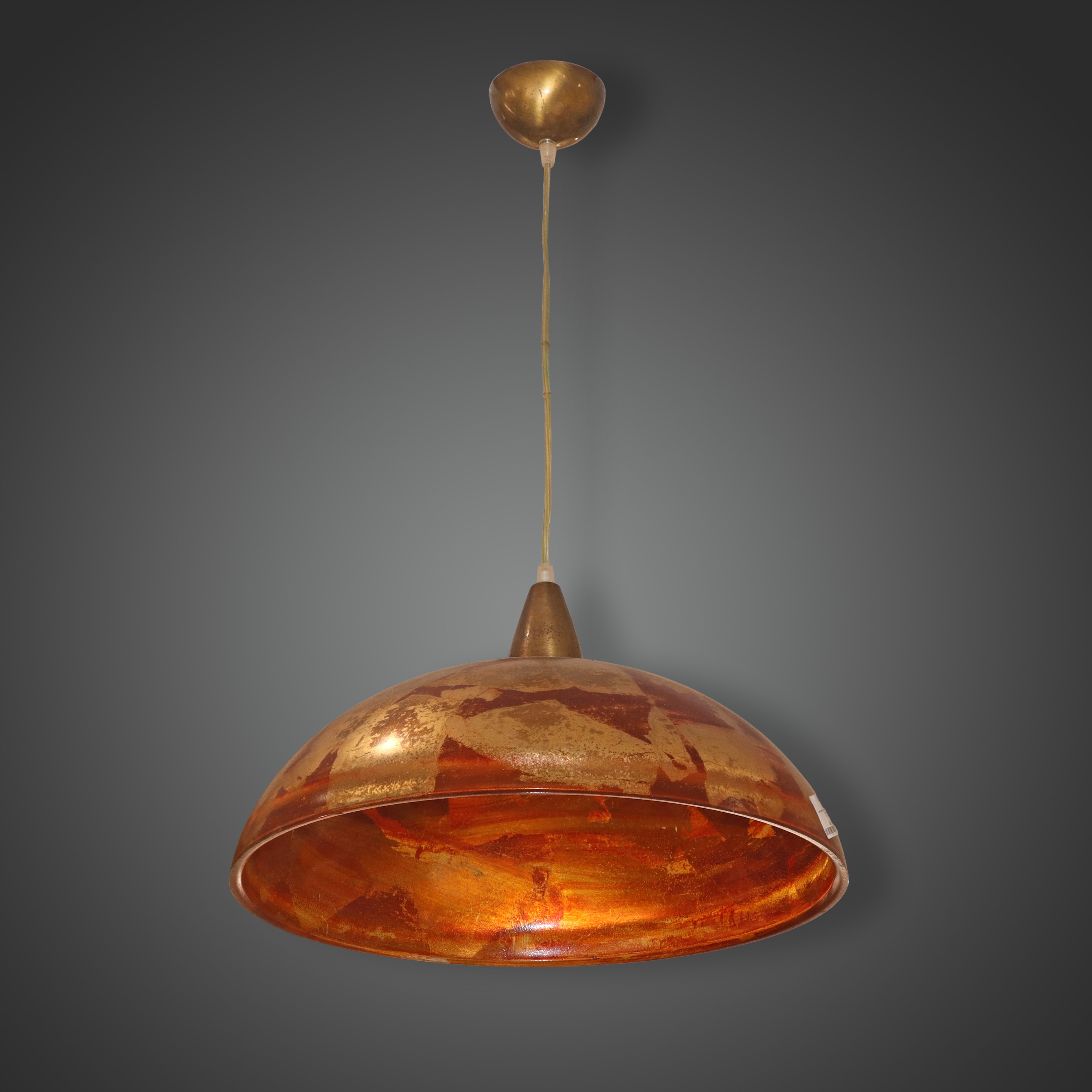 Lampadario a sospensione in metallo dorato, altezza 71 cm e diametro 44,5 cm