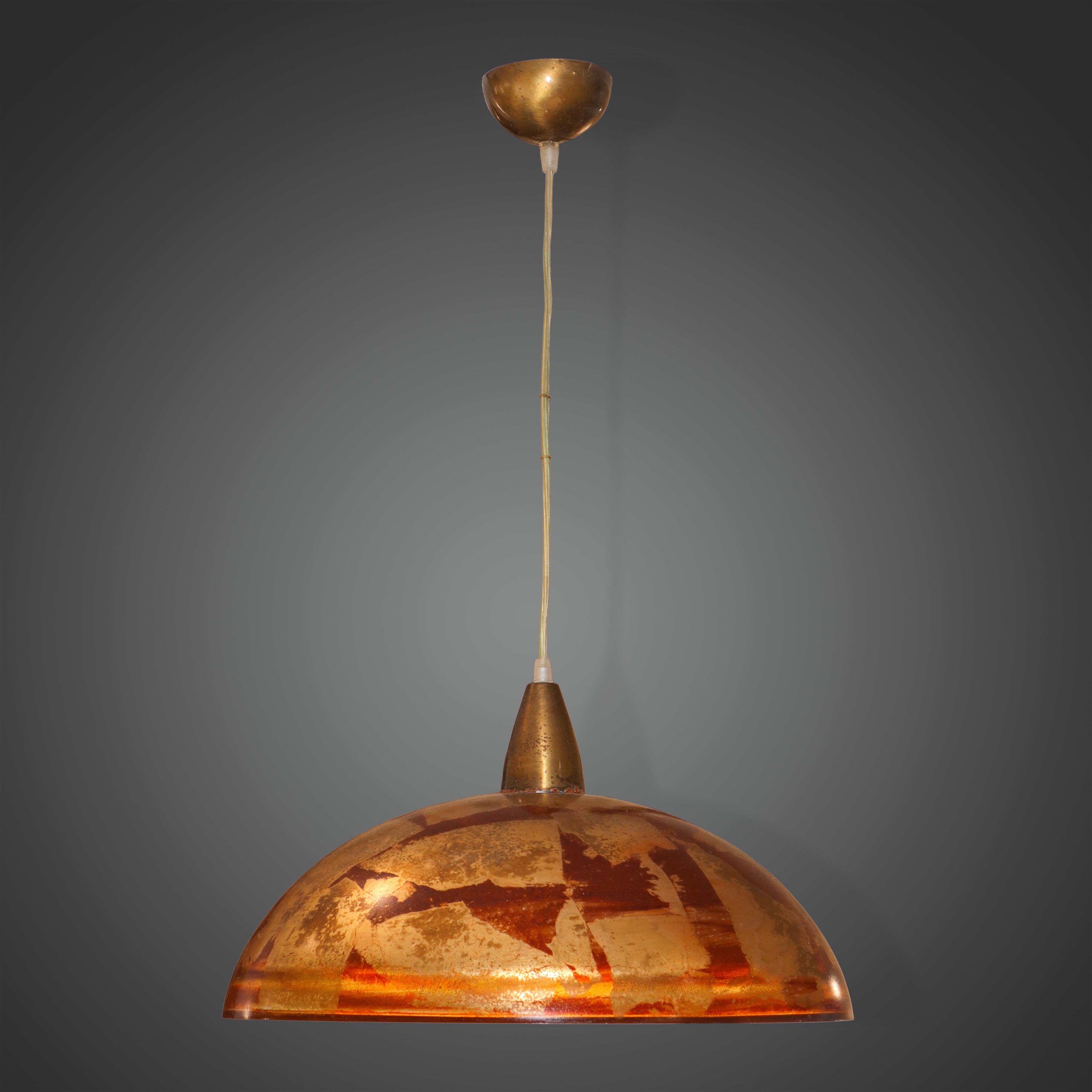 Lampadario a sospensione in metallo dorato, altezza 71 cm e diametro 44,5 cm
