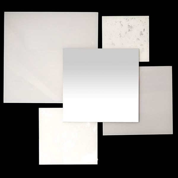 Plafone da soffitto in vetro bianco e vetro specchiato al centro