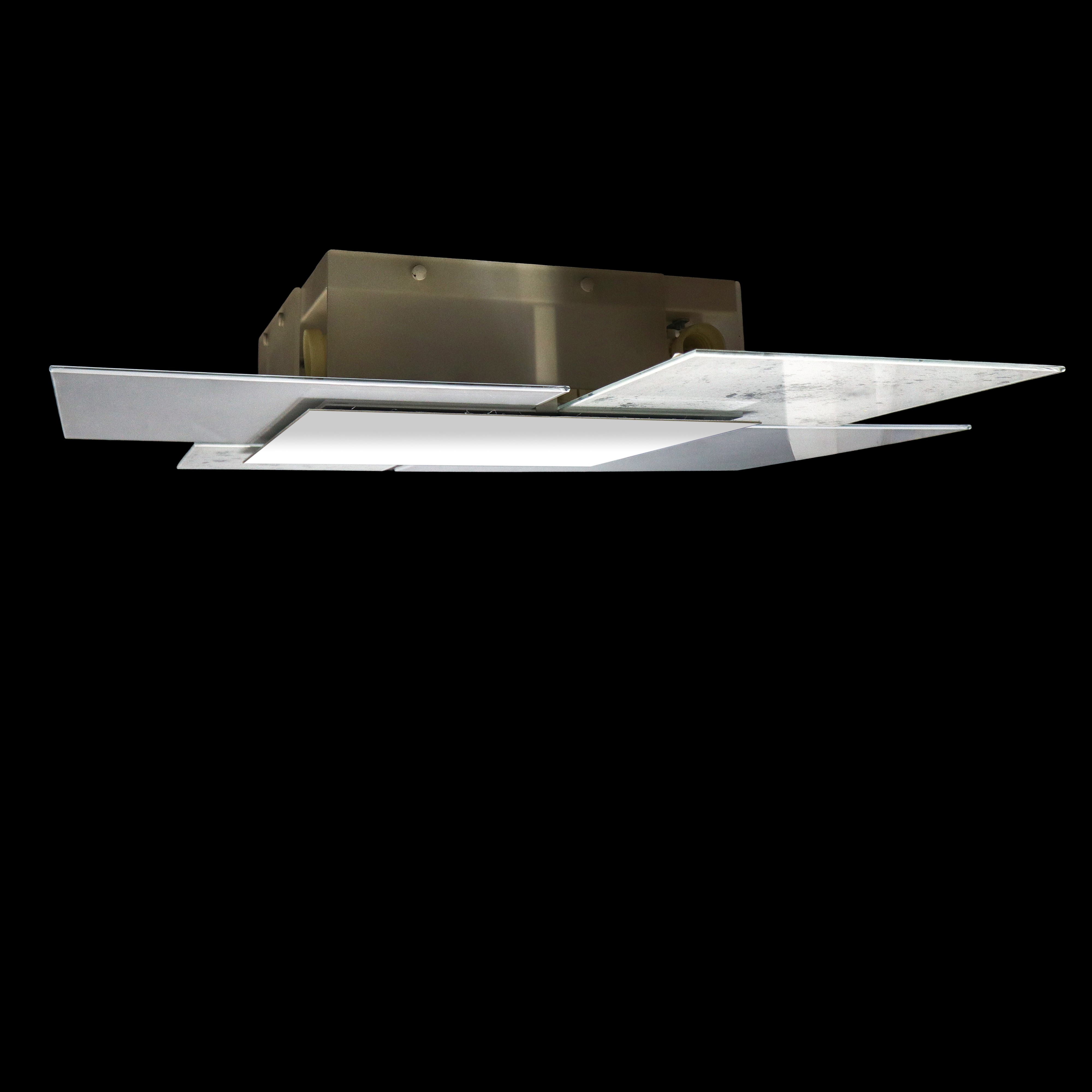 Plafone da soffitto, vetro bianco e vetro specchiato (al centro)