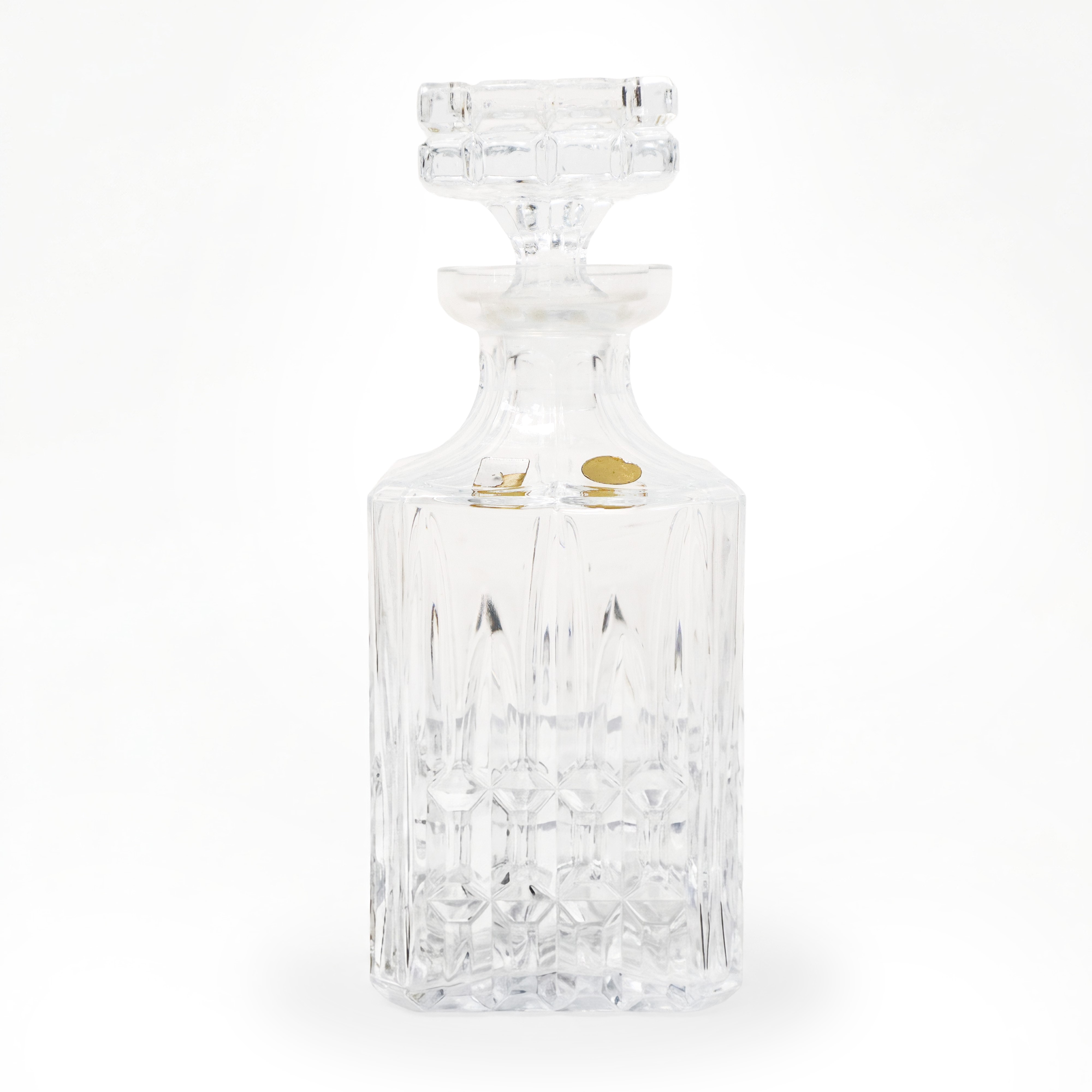 Coppia di bottiglie da whisky, cristallo sfaccettato