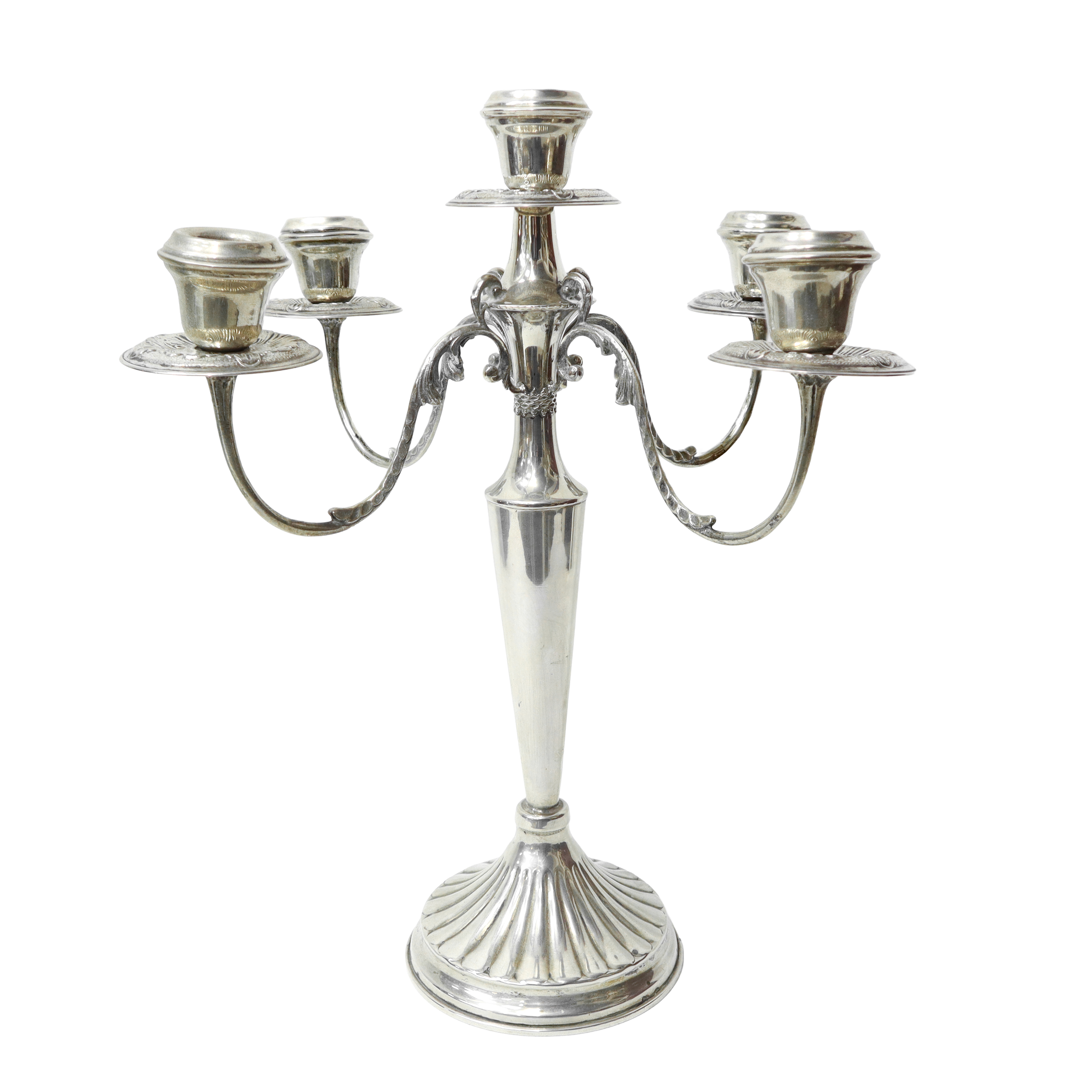 Coppia di candelabri a 5 luci in argento 800