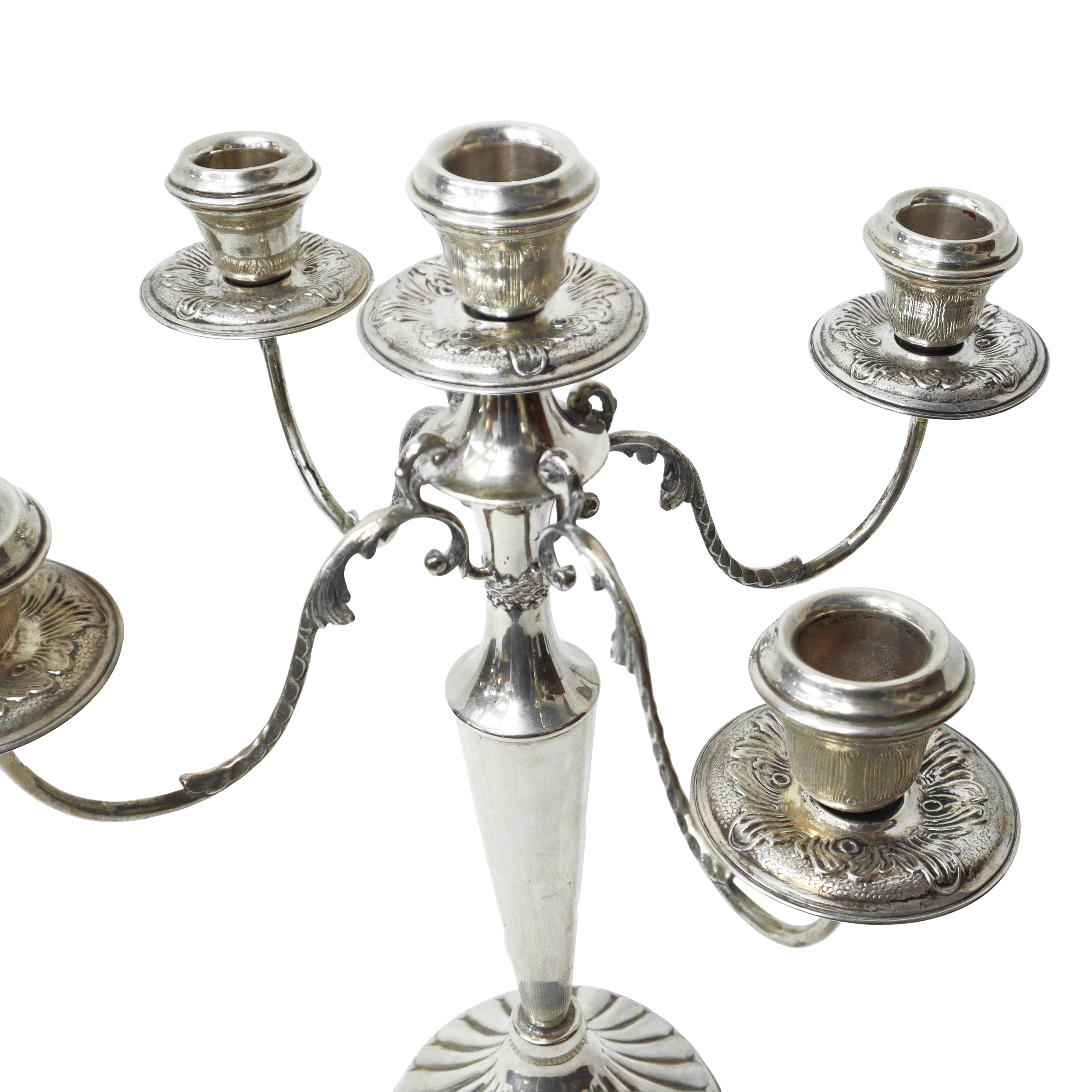 Coppia di candelabri a 5 luci in argento 800