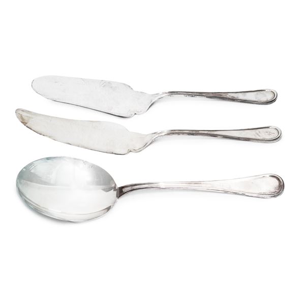 N°3 Posate da portata in argento 800  - Asta Argenti, Gioielli e Bijoux - Casa d'aste La Rosa