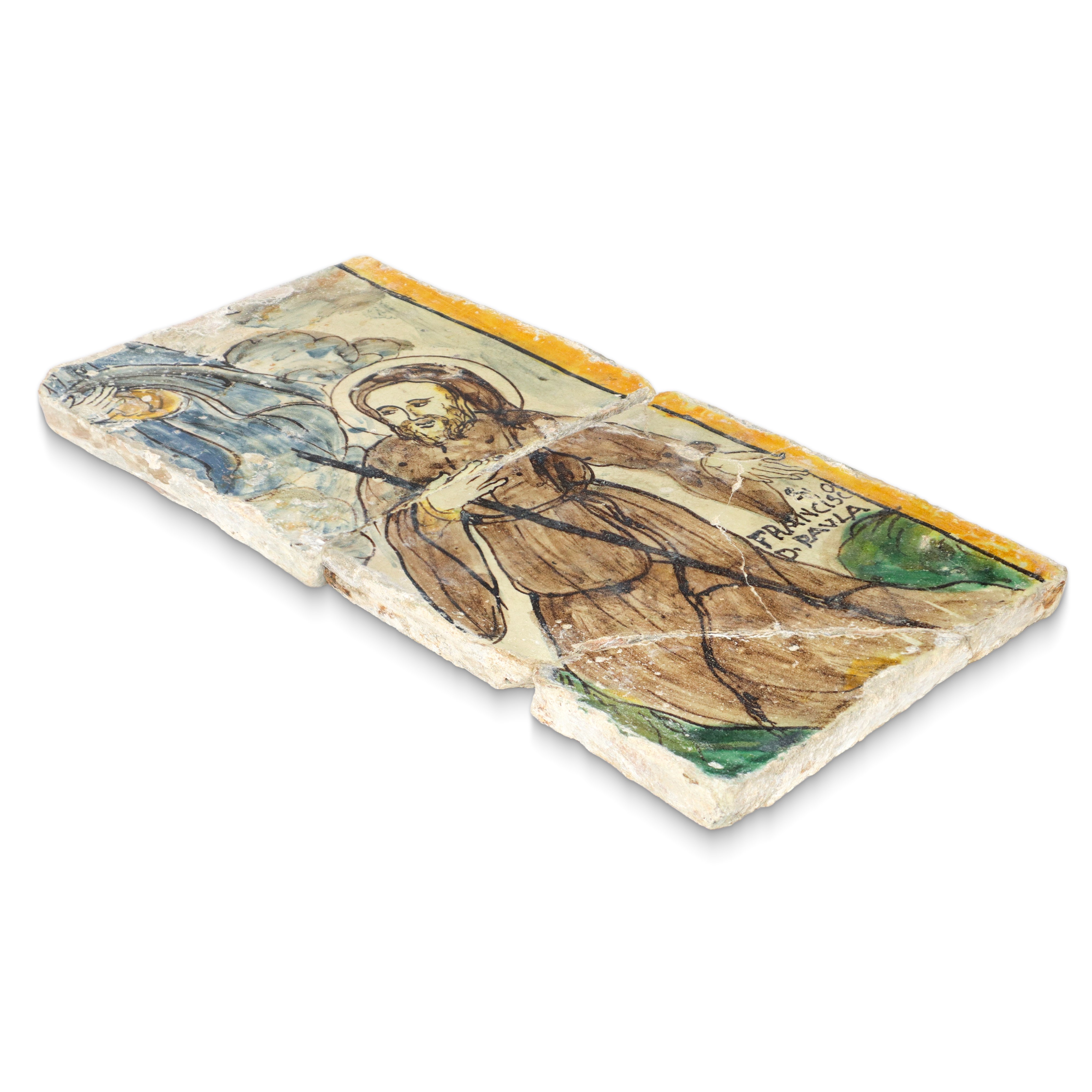 Maiolica di Caltagirone raffigurante San francesco di Paola