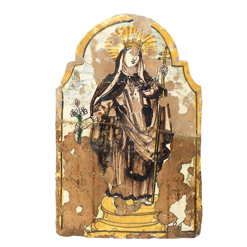 La Beata Lucia da Caltagirone, Placca votiva in Maiolica di Caltagirone