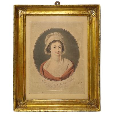 Pierre-Michel Alix, Ritratto di Marie Anne Charlotte Corday, incisione a colori