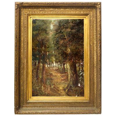Scorcio Boschivo con Alberi e Gregge